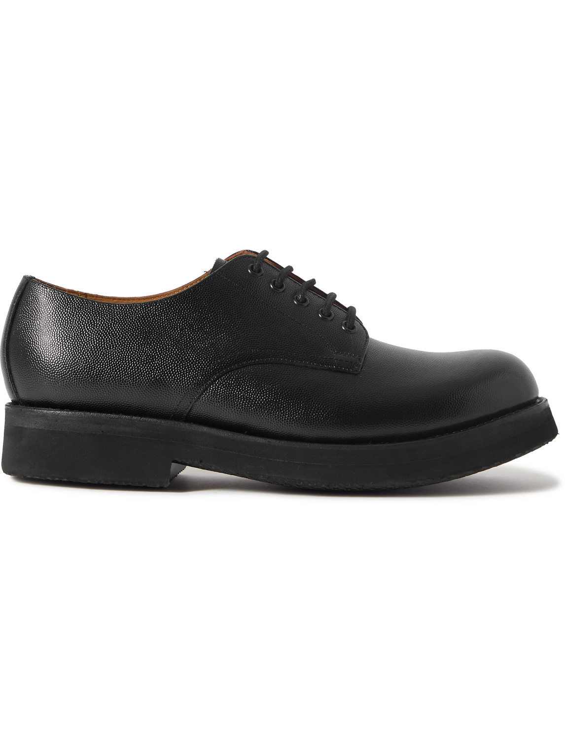 Grenson Darryl Pebble-grain Leather Derby Shoes In Black