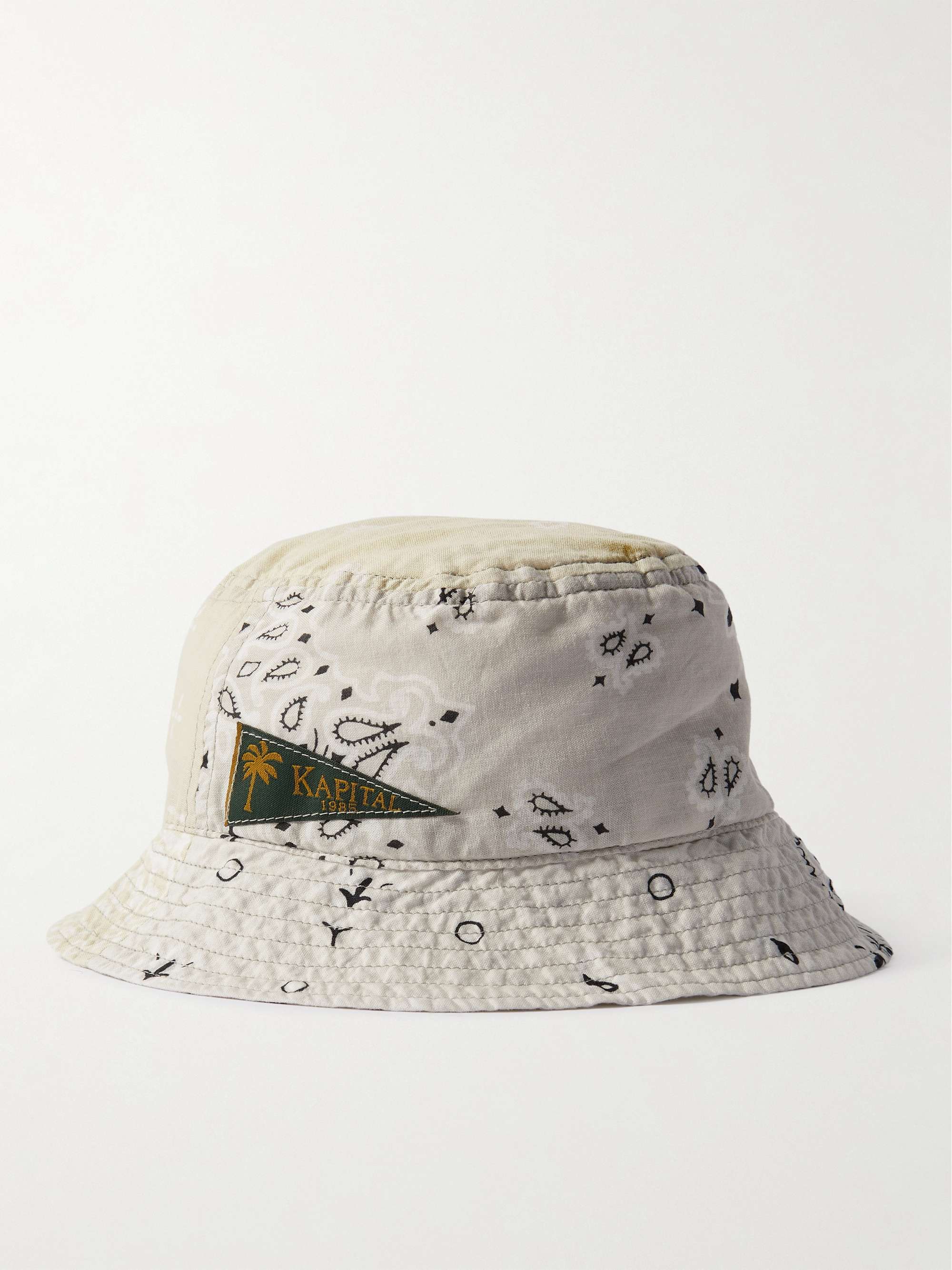 KAPITAL Logo-Appliquéd Bandana-Print Cotton-Voile Bucket Hat