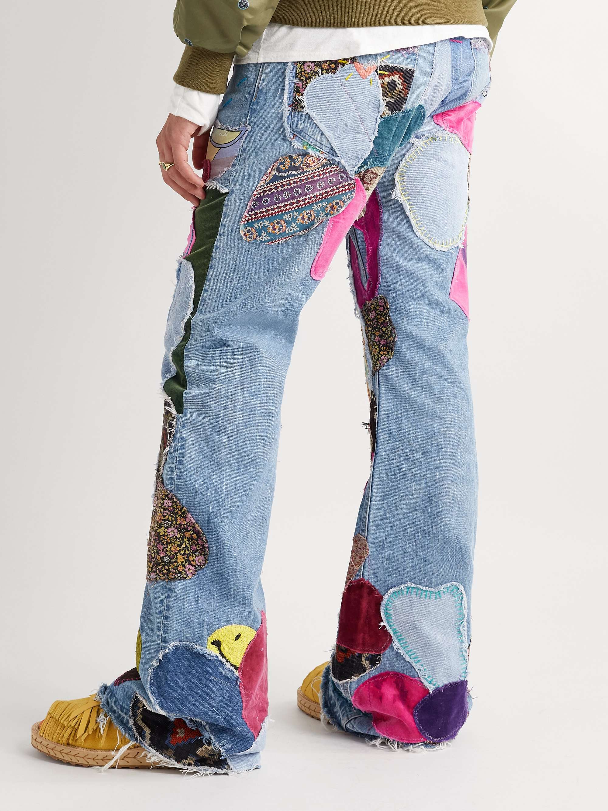 Blue Flared Distressed Embellished Jeans | KAPITAL | MR PORTER