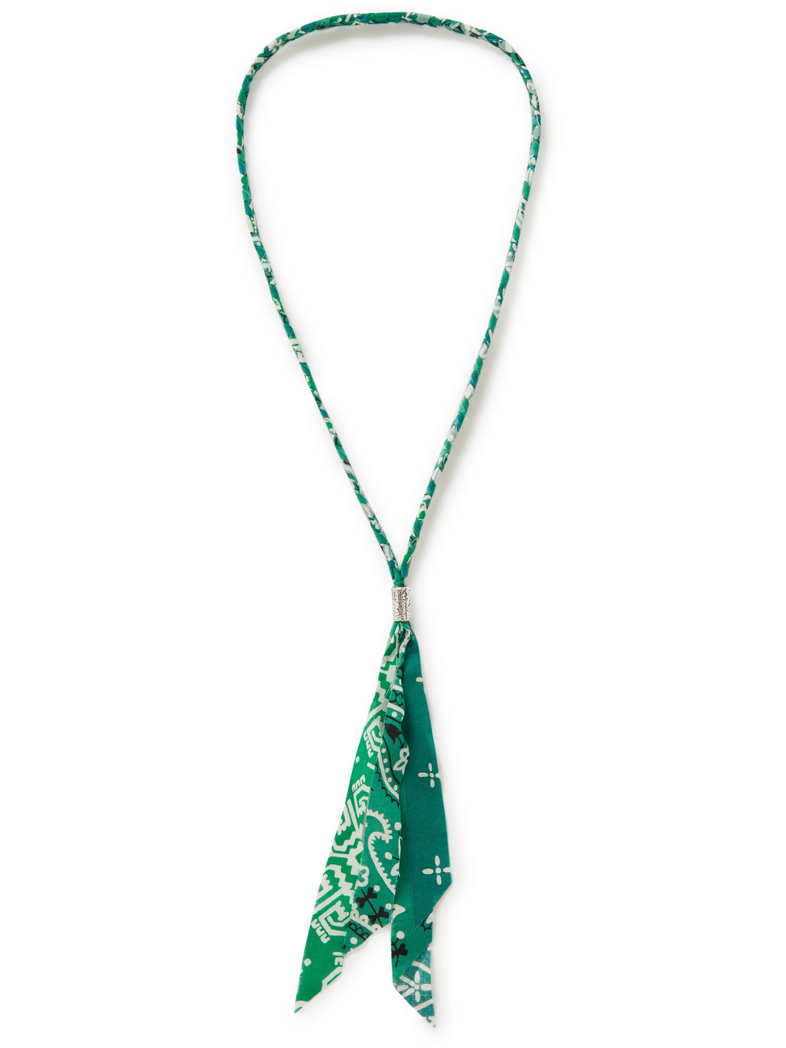 Kapital Fringed Bandana-print Cotton-gauze Necklace In Green