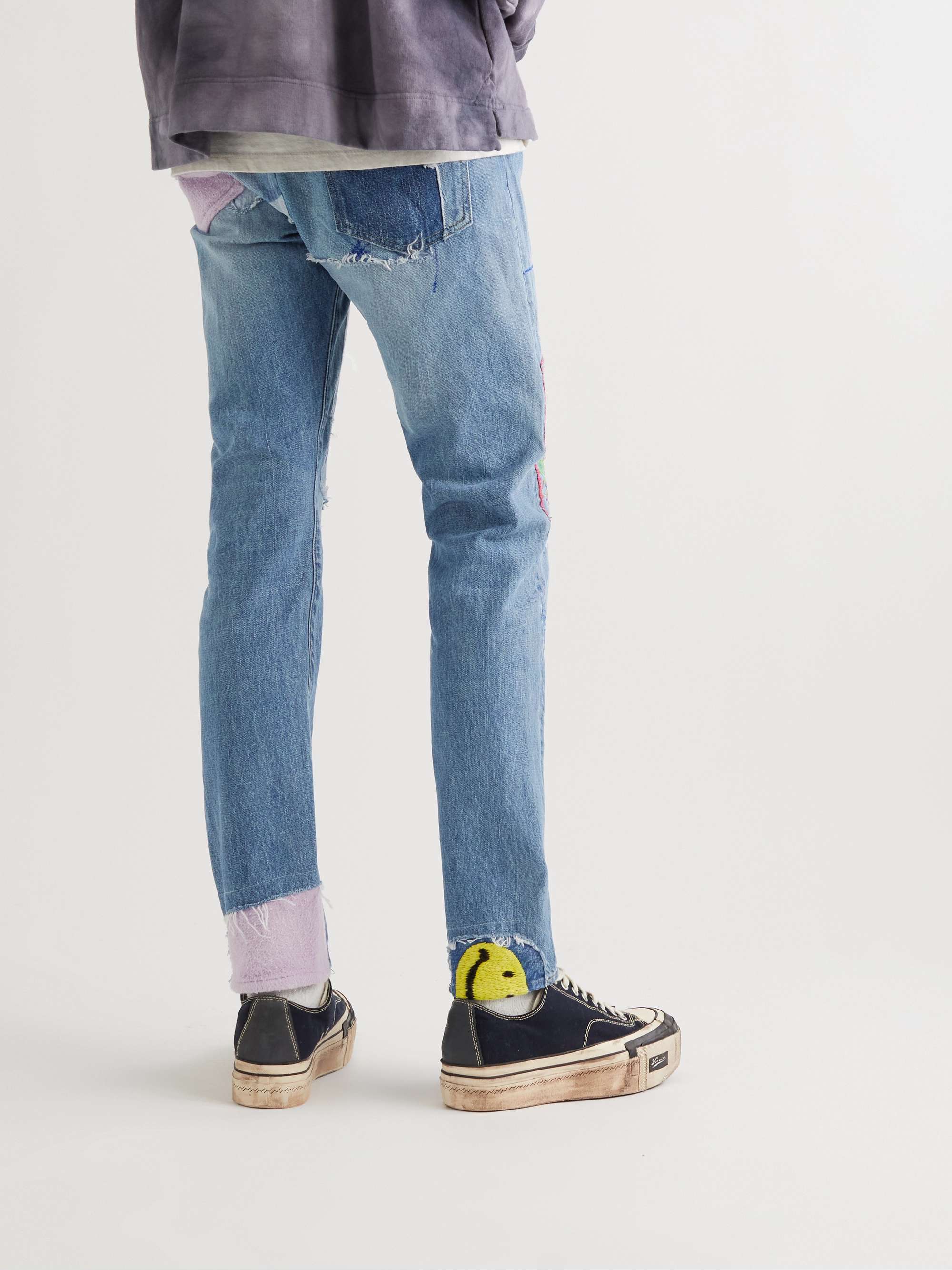KAPITAL OKABILLY Slim-Fit Patchwork Embroidered Jeans