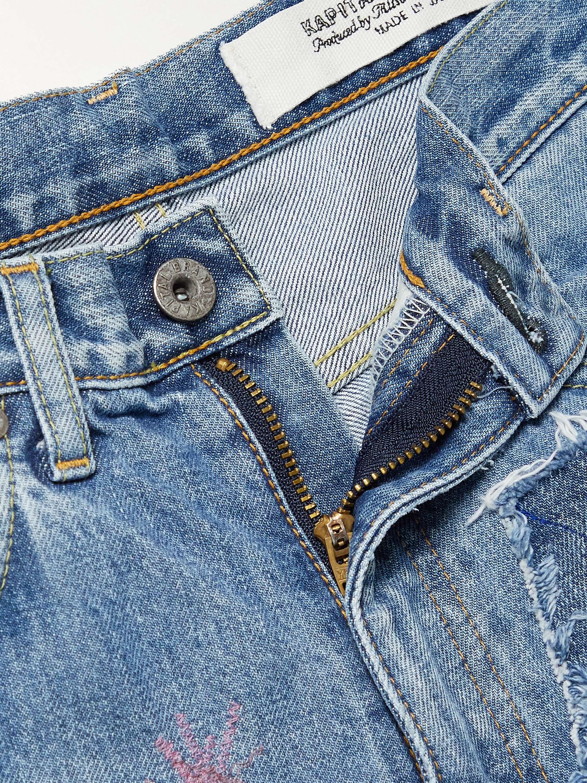 KAPITAL OKABILLY Slim-Fit Patchwork Embroidered Jeans
