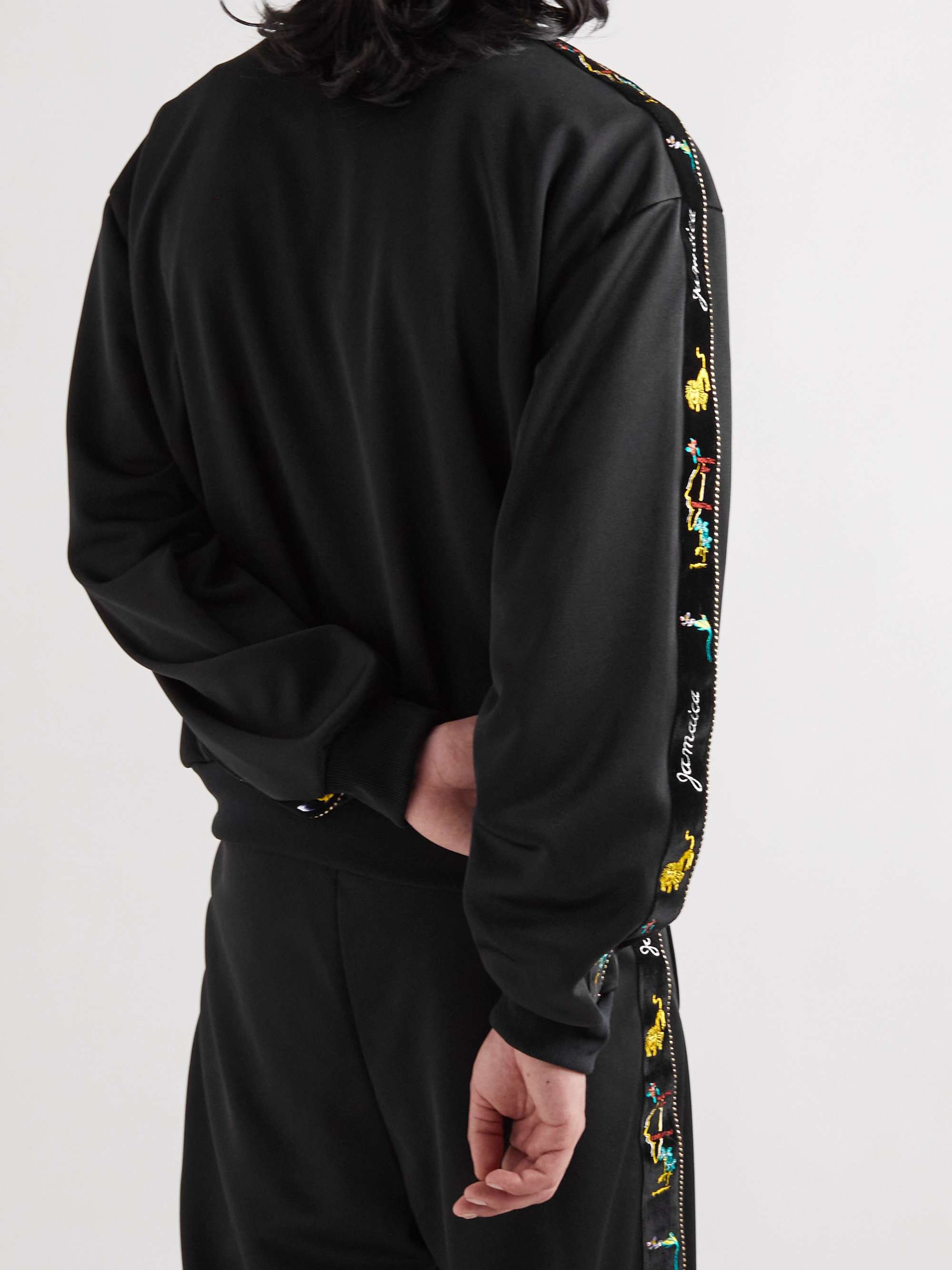 KAPITAL Embroidered Velvet-Trimmed Jersey Track Jacket