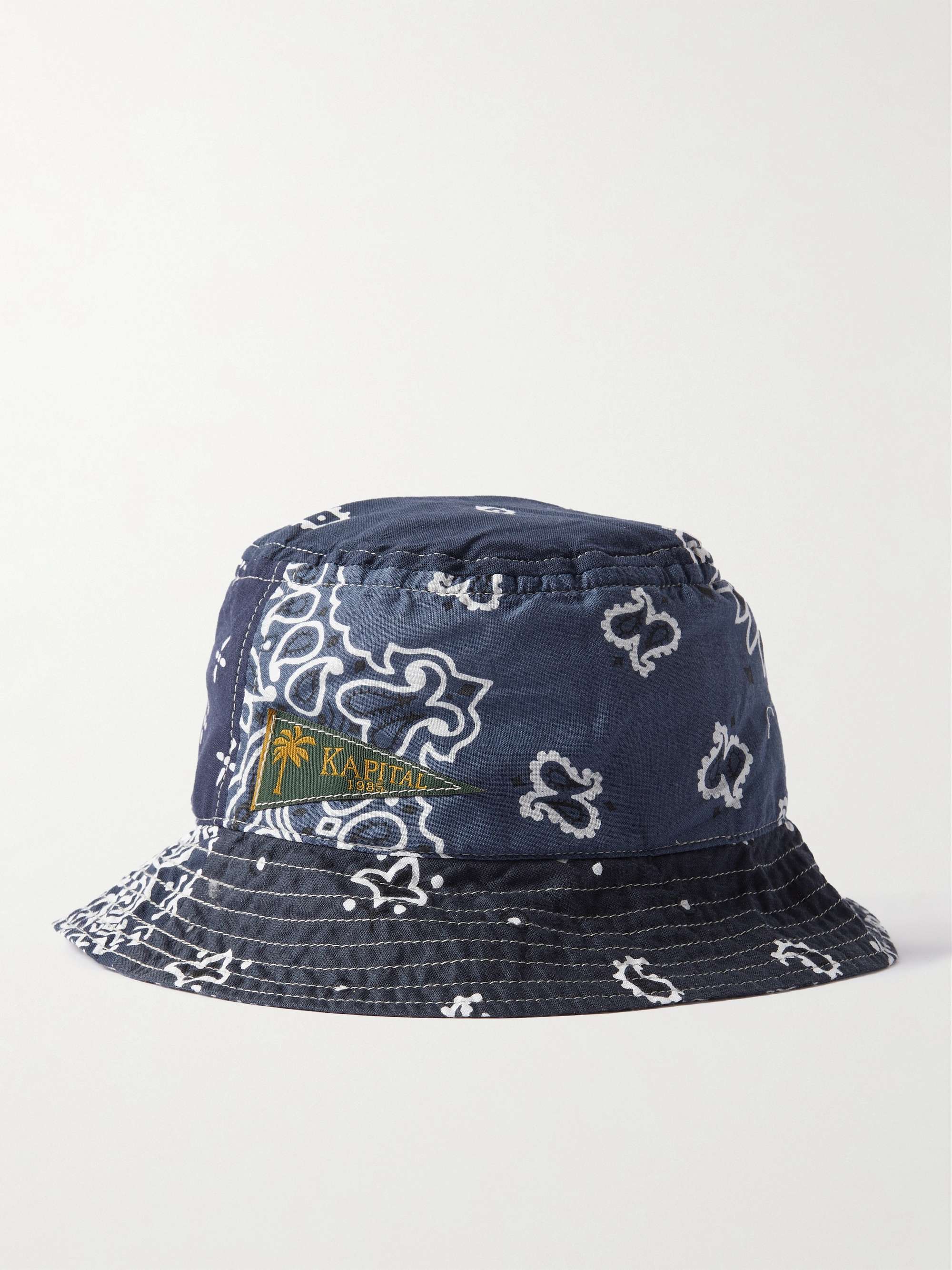 KAPITAL Logo-Appliquéd Bandana-Print Cotton-Voile Bucket Hat