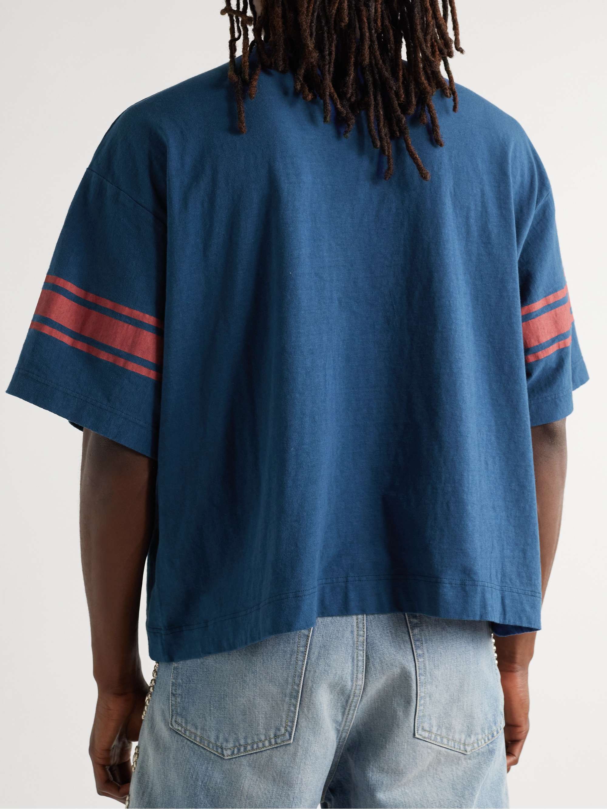 KAPITAL Striped Printed Cotton-Jersey T-Shirt