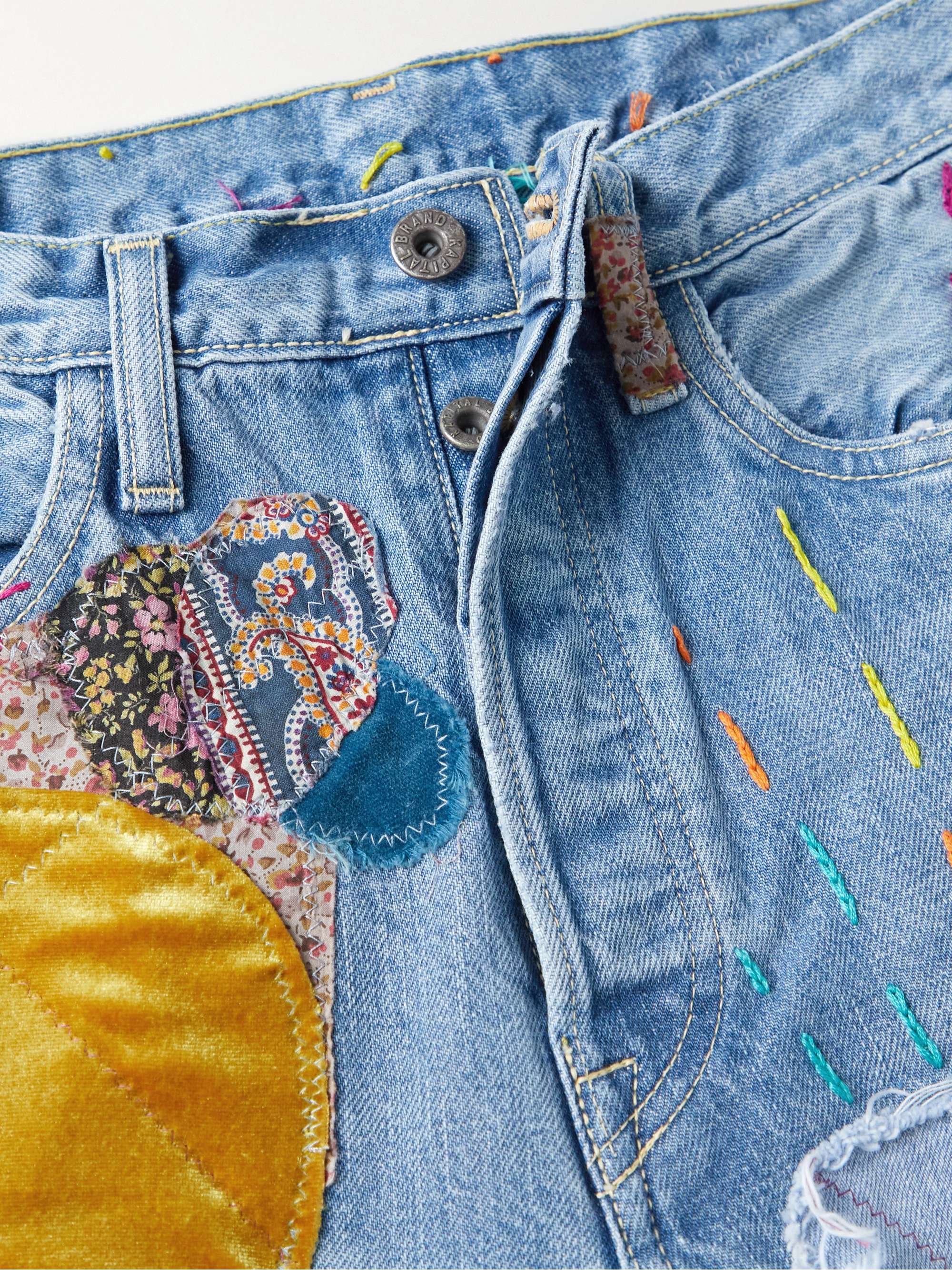 Blue Slim-Fit Distressed Embellished Jeans | KAPITAL | MR PORTER