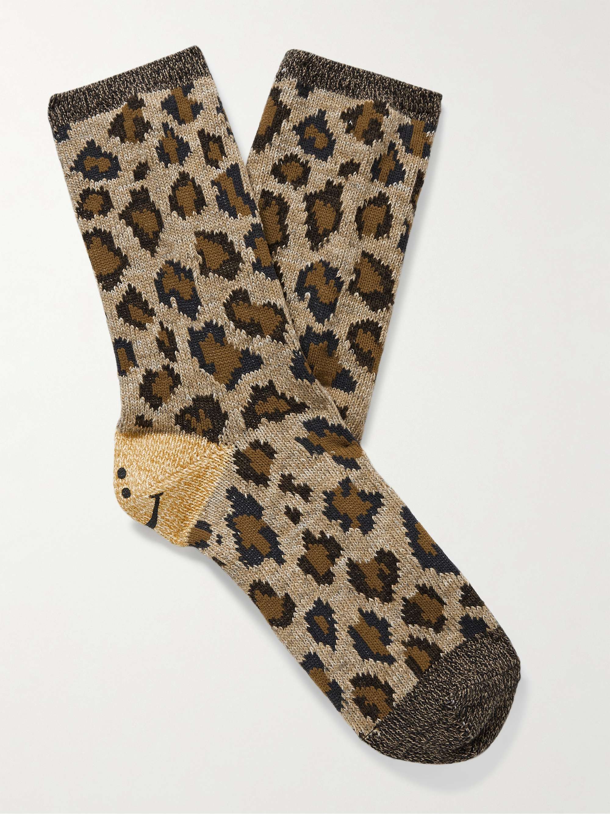 KAPITAL Leopard-Jacquard Cotton-Blend Socks
