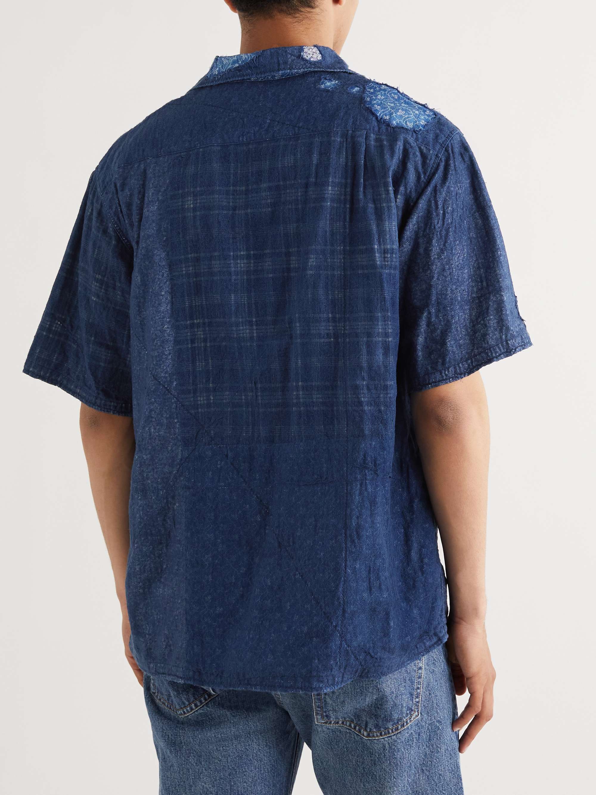 KAPITAL Kaya Boro Distressed Patchwork Linen and Cotton-Blend Shirt