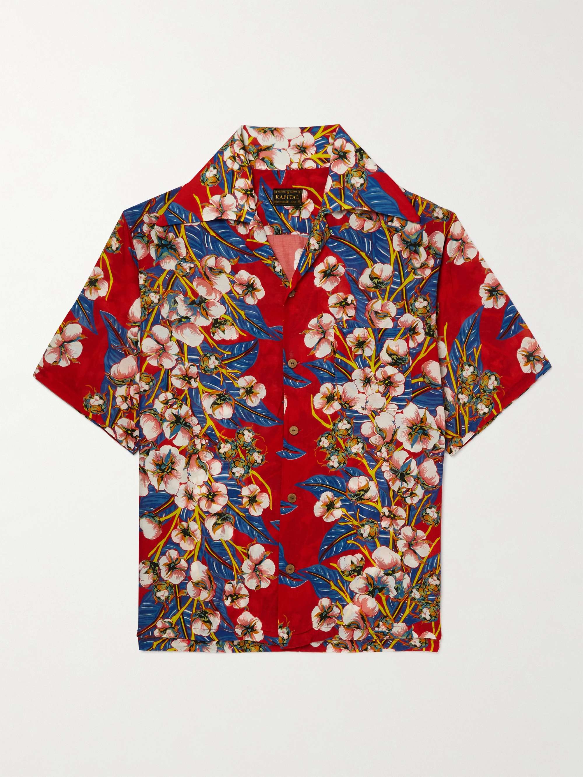 KAPITAL Convertible-Collar Floral-Print Woven Shirt