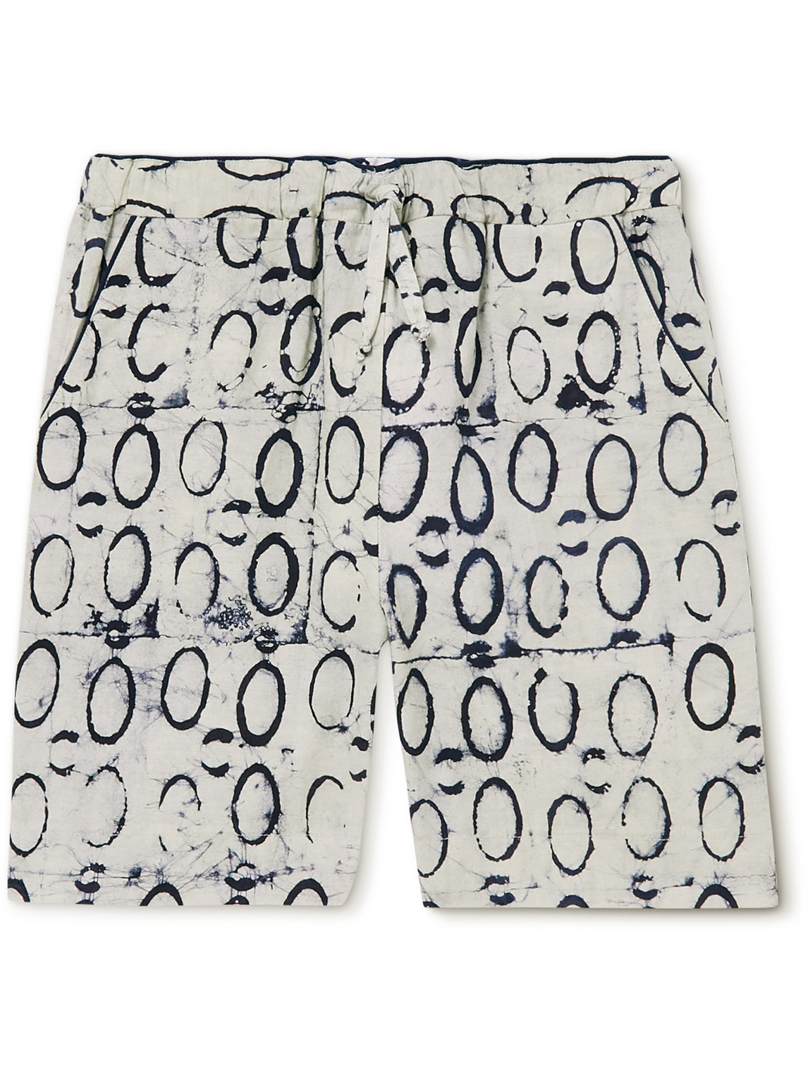 Obida Straight-leg Printed Cotton Drawstring Shorts In Neutrals