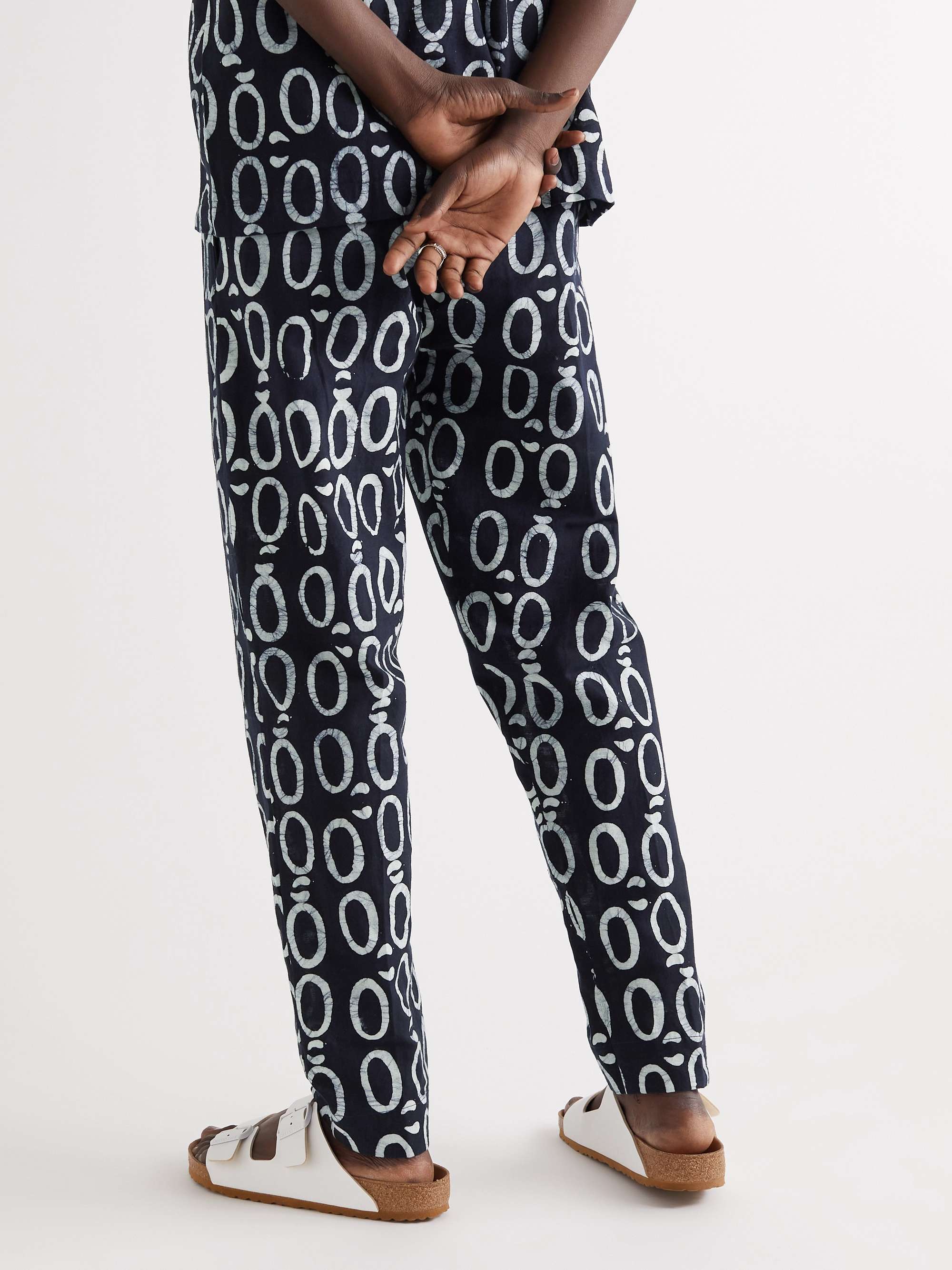 OBIDA Tapered Printed Cotton-Jersey Drawstring Trousers