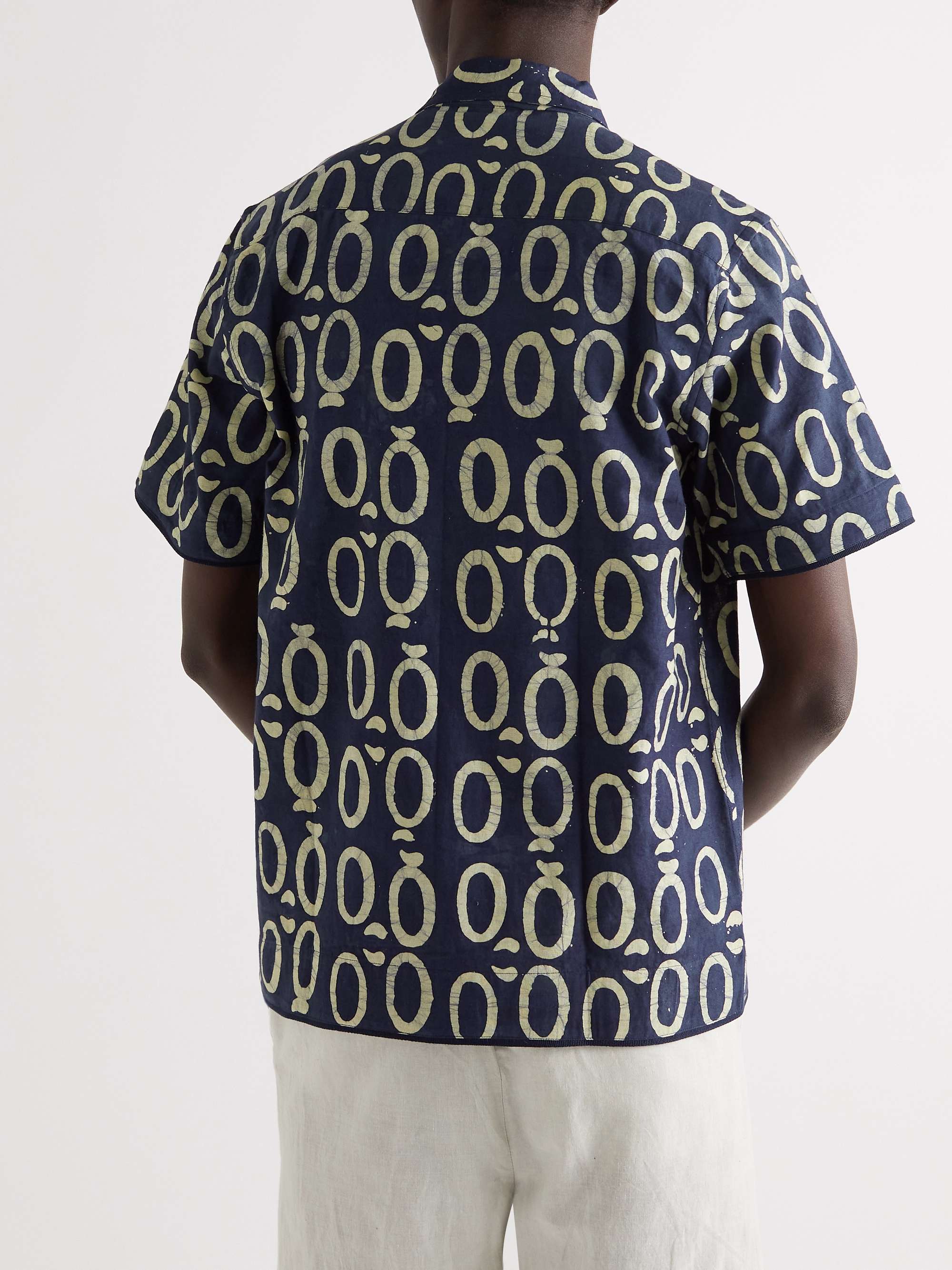 OBIDA Twill-Trimmed Printed Cotton-Poplin Shirt