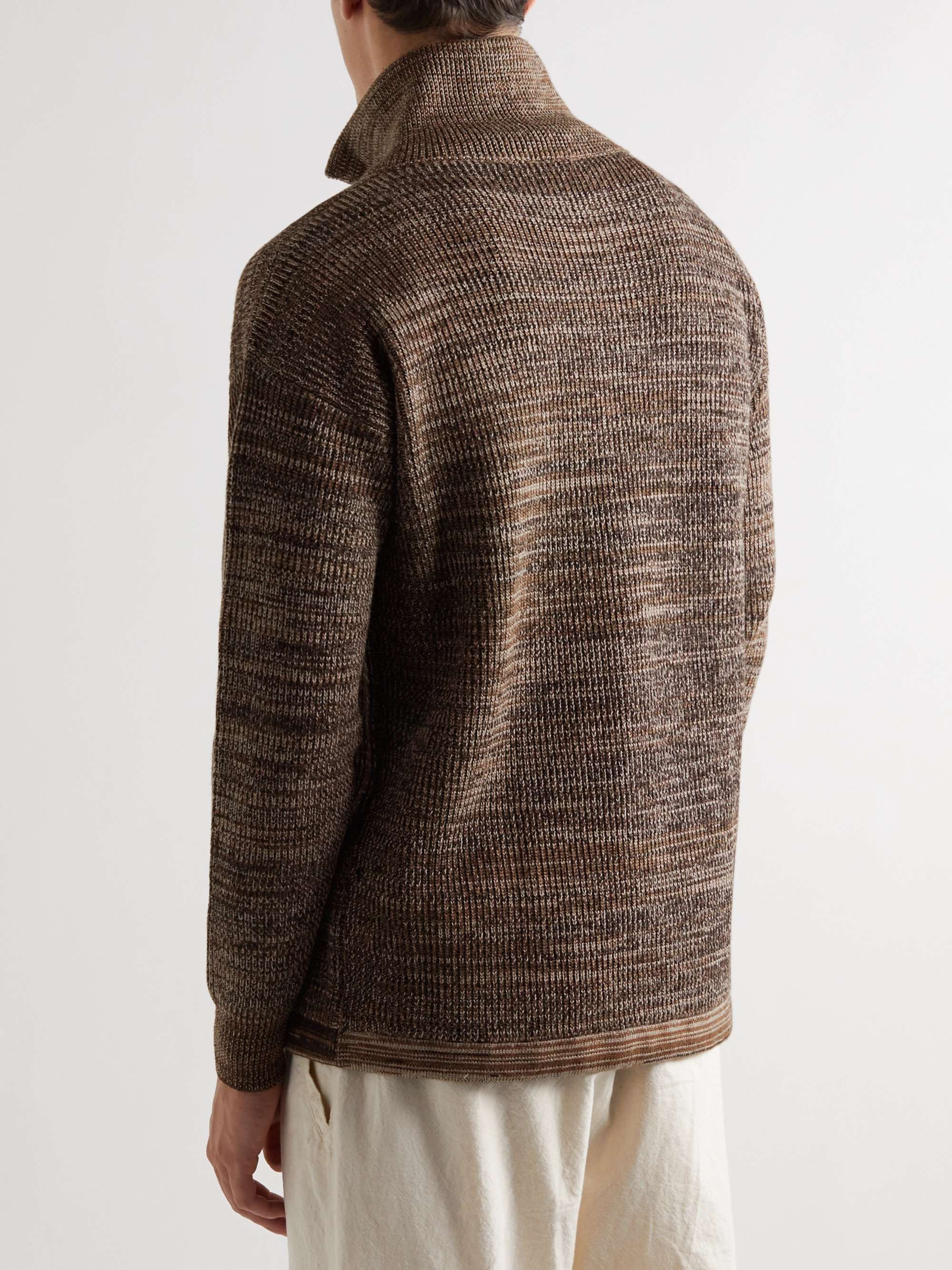 BARENA Ribbed Wool Zip-Up Sweater