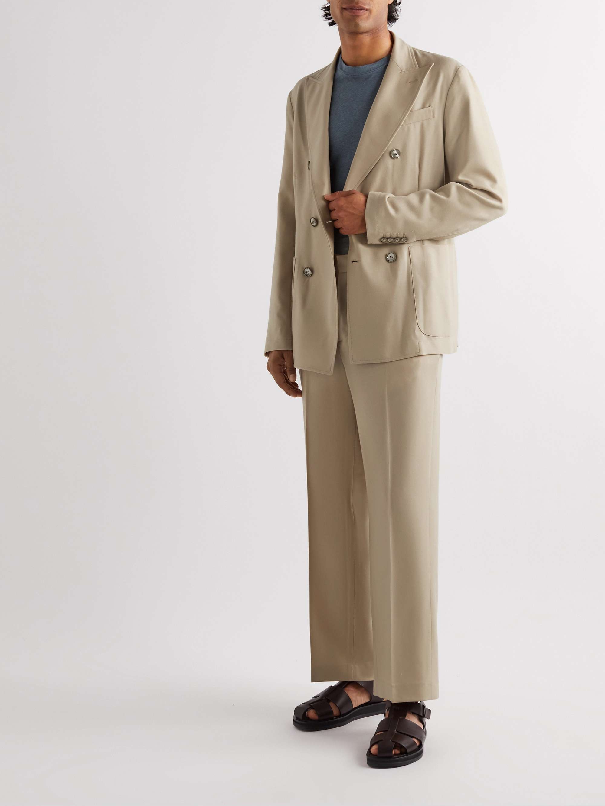 BARENA Delfo Straight-Leg Wool-Blend Flannel Trousers