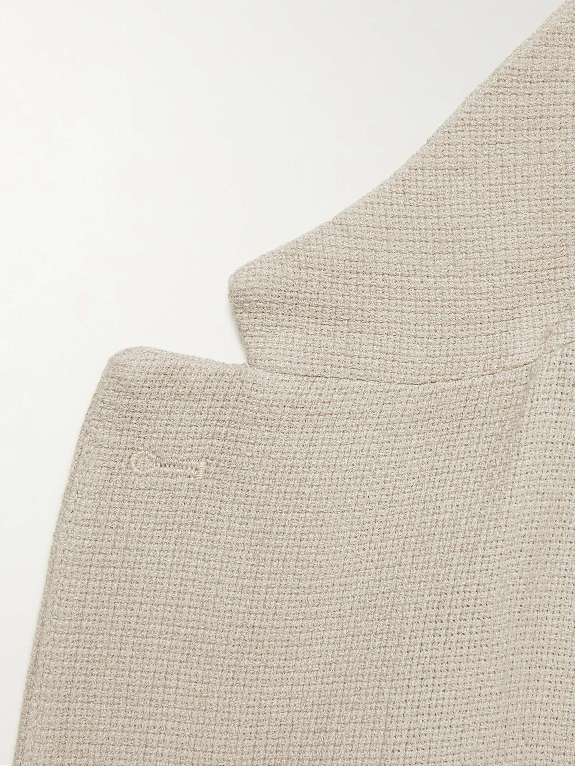 BARENA Torceo Malbec Unstructured Textured Cotton and Linen-Blend Blazer