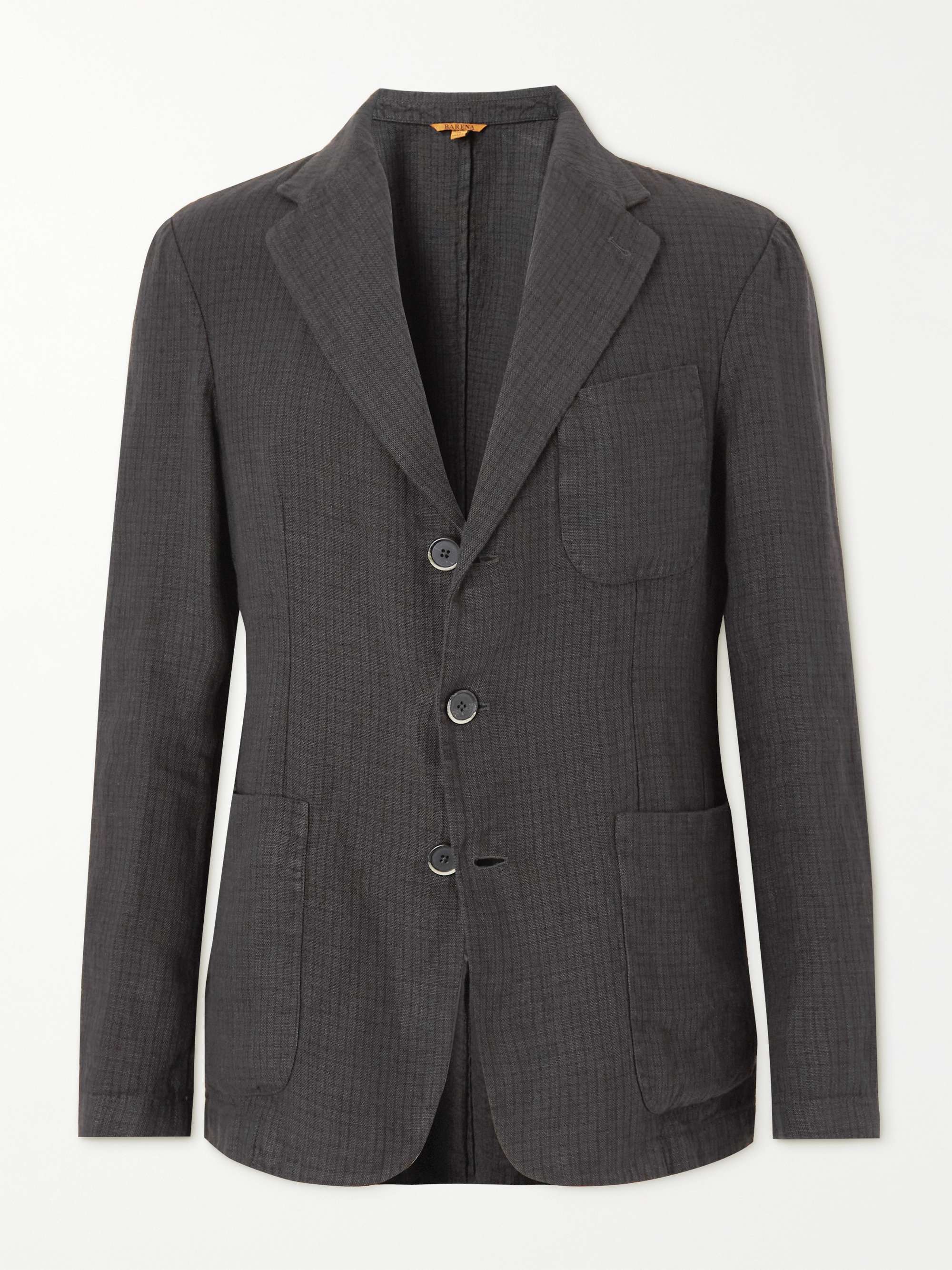 BARENA Torceo Pié Striped Linen Suit Jacket