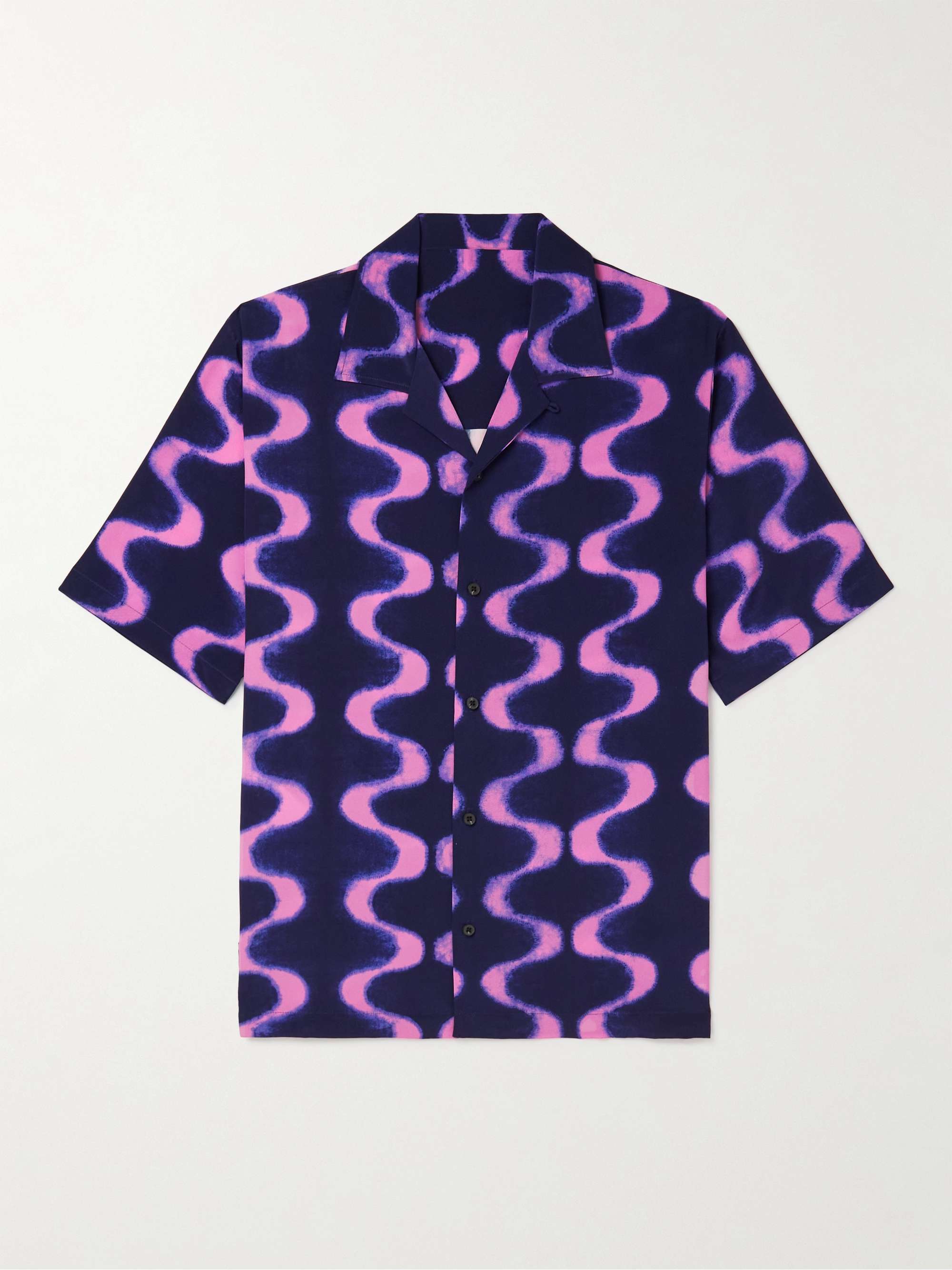 MCQ Camp-Collar Printed Silk-Crepe Shirt