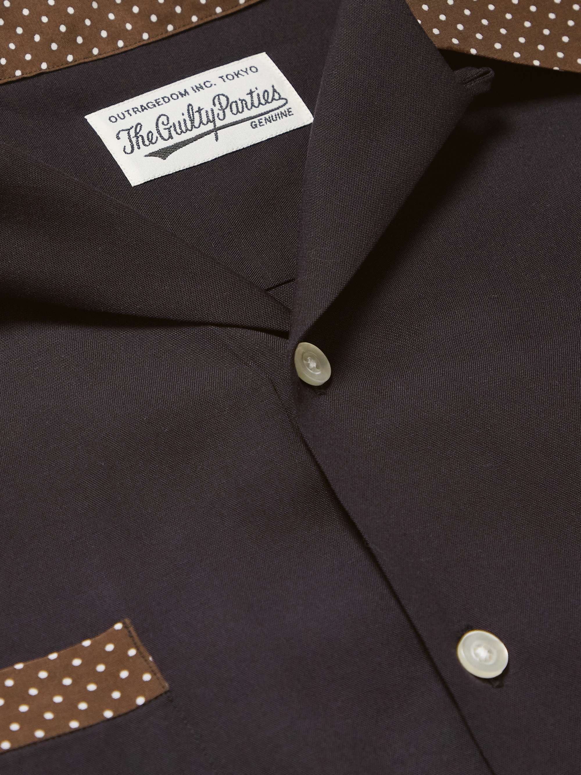 Black Camp-Collar Polka Dot-Trimmed Lyocell Shirt | WACKO MARIA | MR PORTER