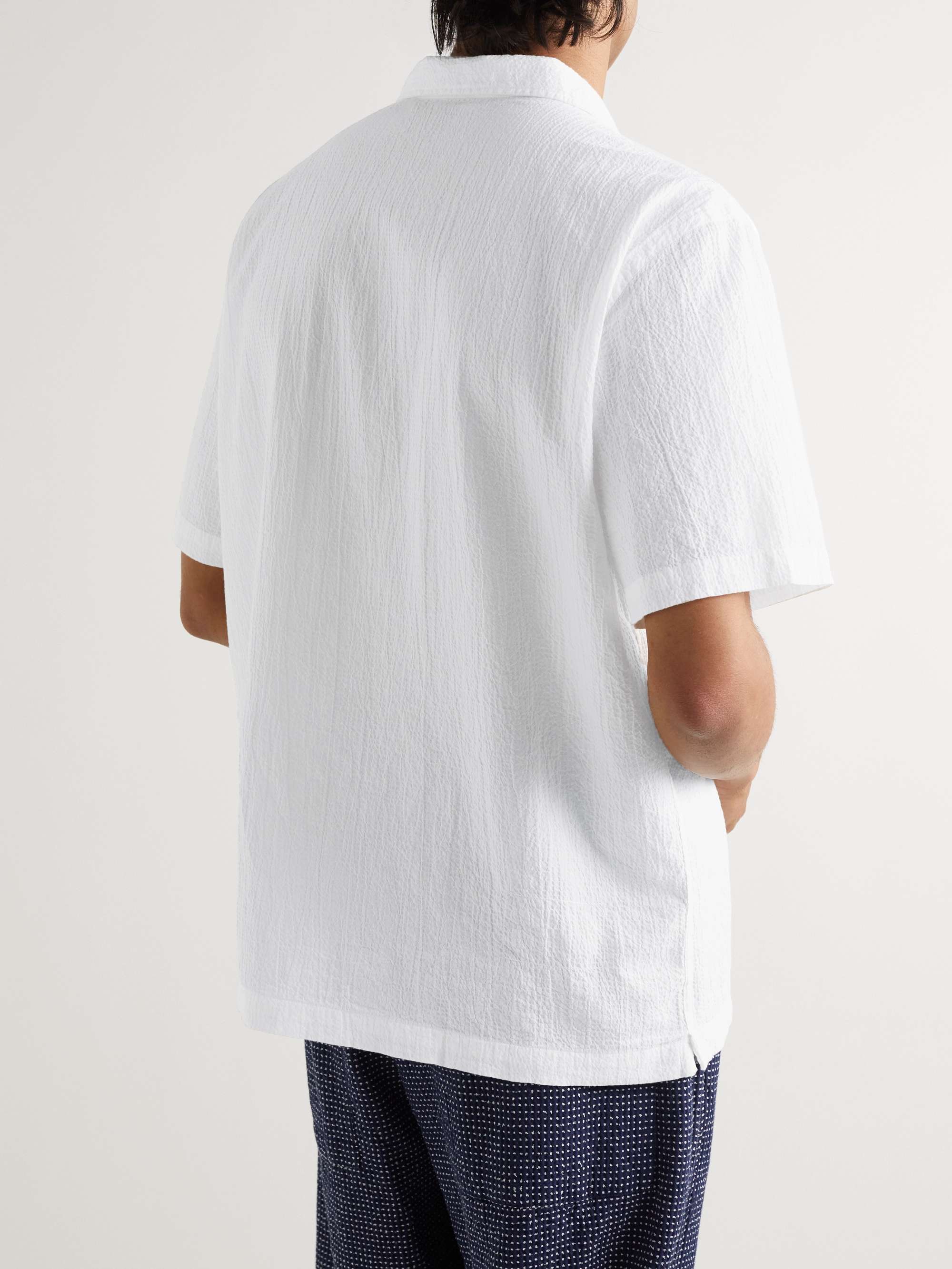 UNIVERSAL WORKS Road Convertible-Collar Stretch-Cotton Seersucker Shirt