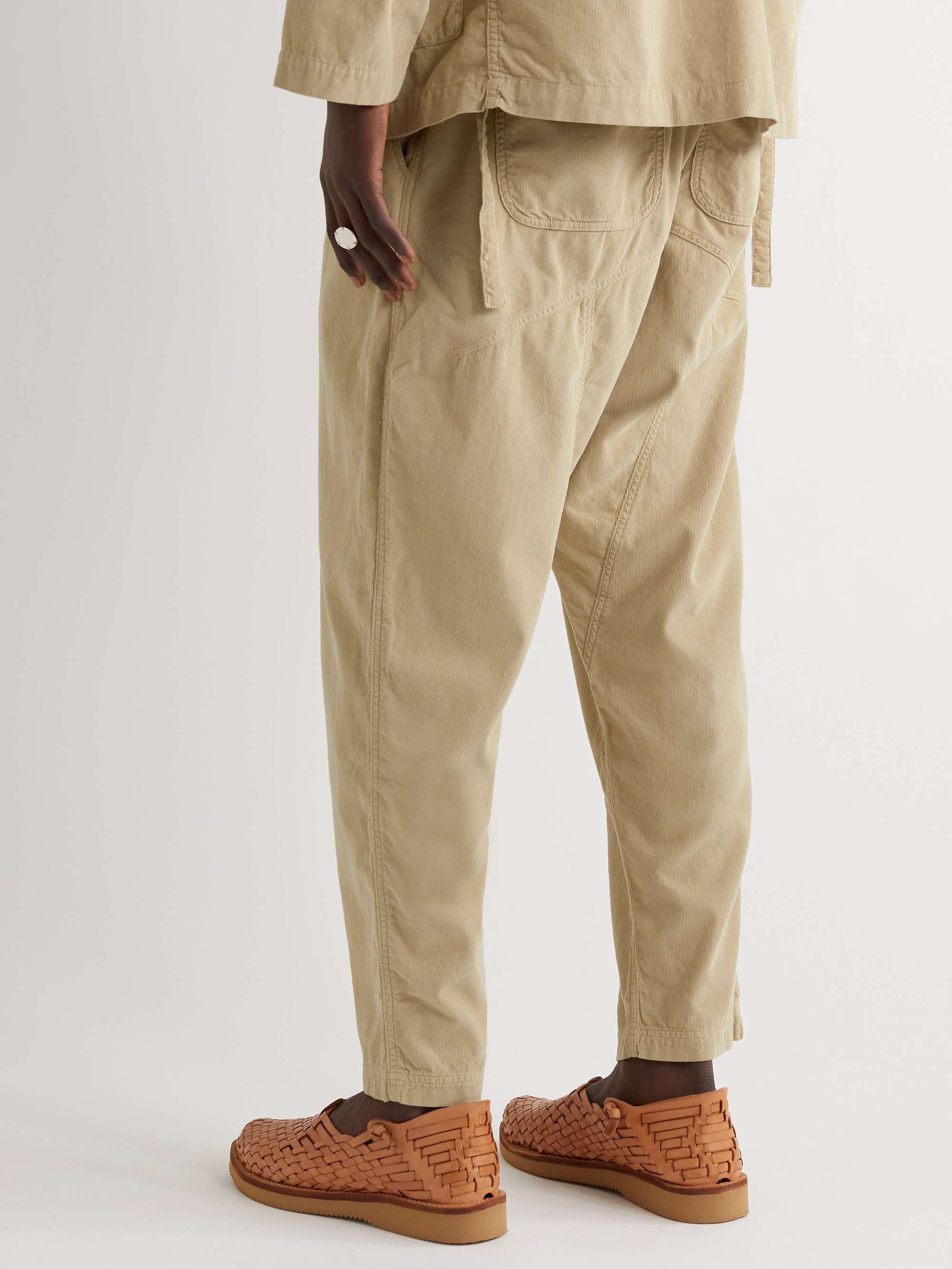 UNIVERSAL WORKS Kyoto Tapered Pleated Cotton-Corduroy Drawstring Trousers