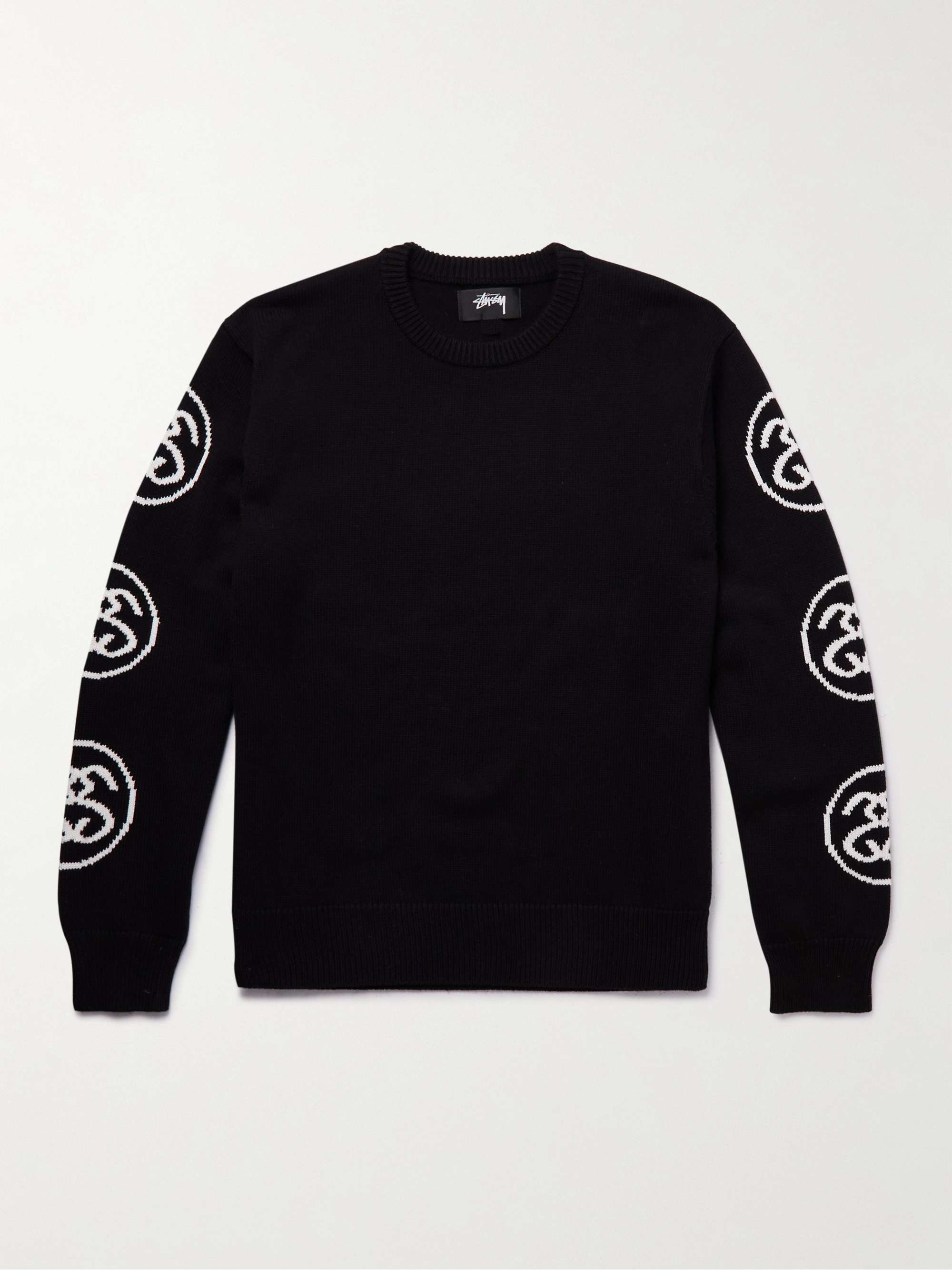STÜSSY Logo-Intarsia Cotton Sweater