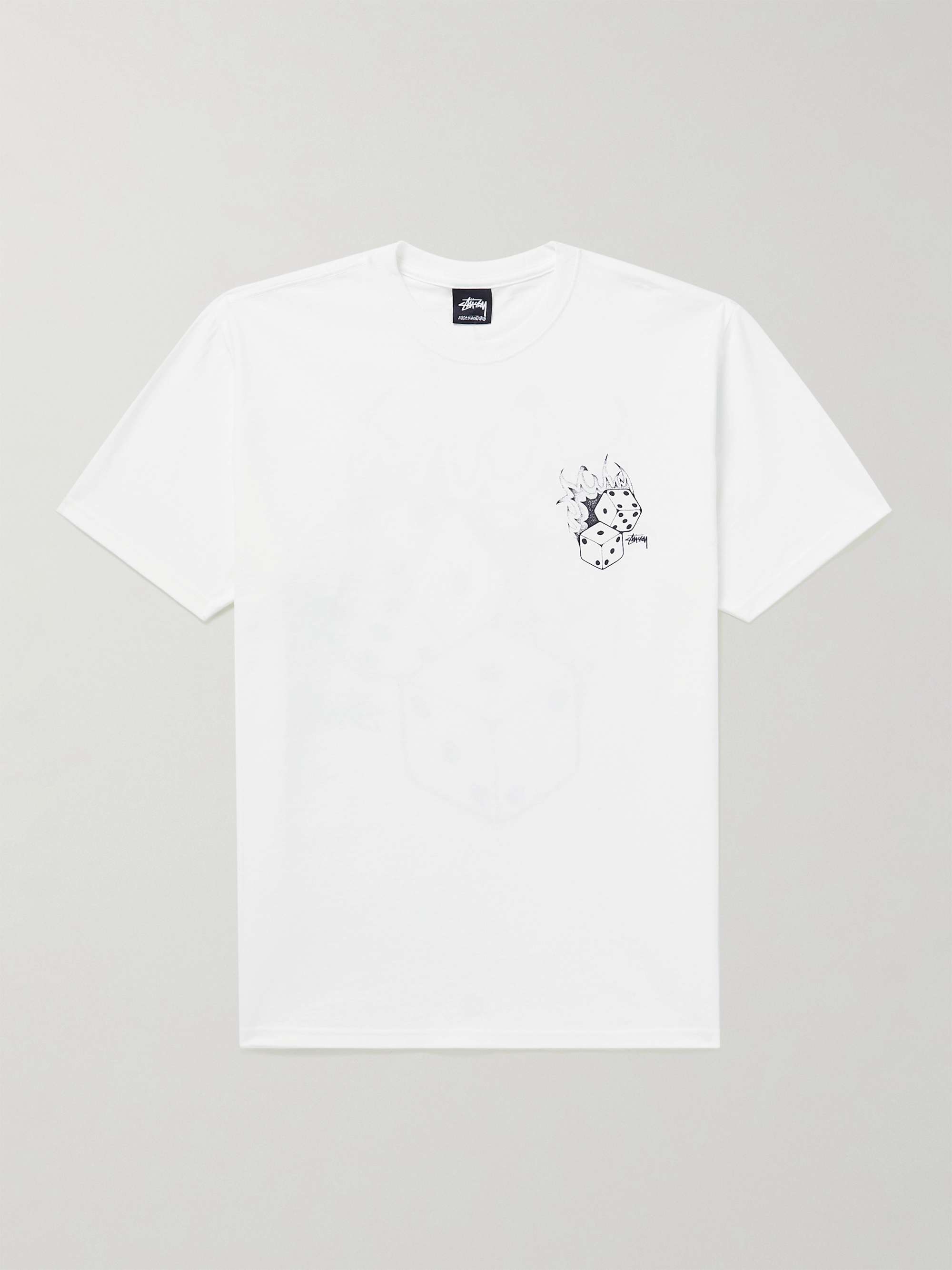STÜSSY Fire Dice Printed Cotton-Jersey T-Shirt