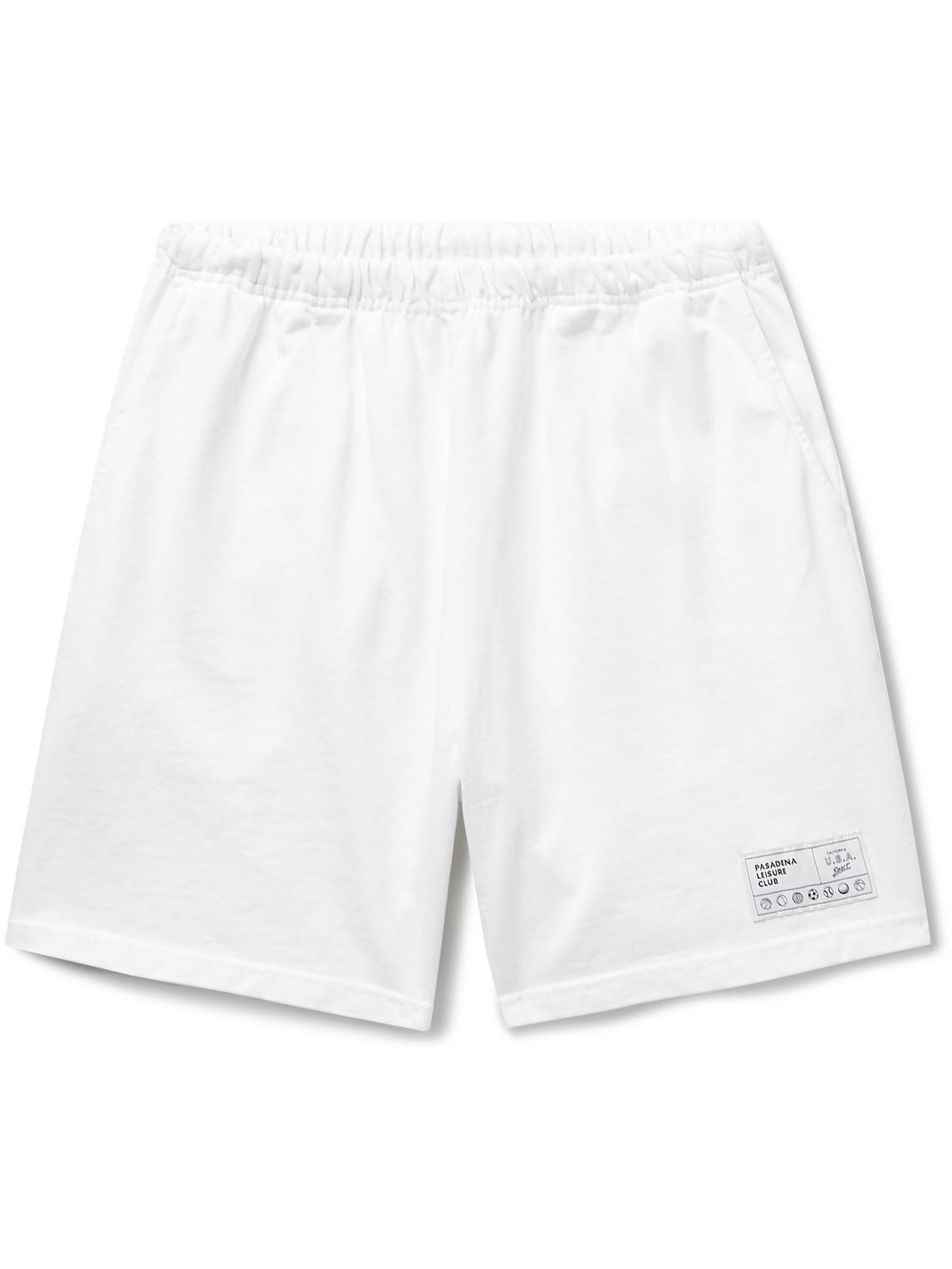 Pasadena Leisure Club Leisure Straight-leg Logo-appliquéd Cotton-jersey Shorts In White