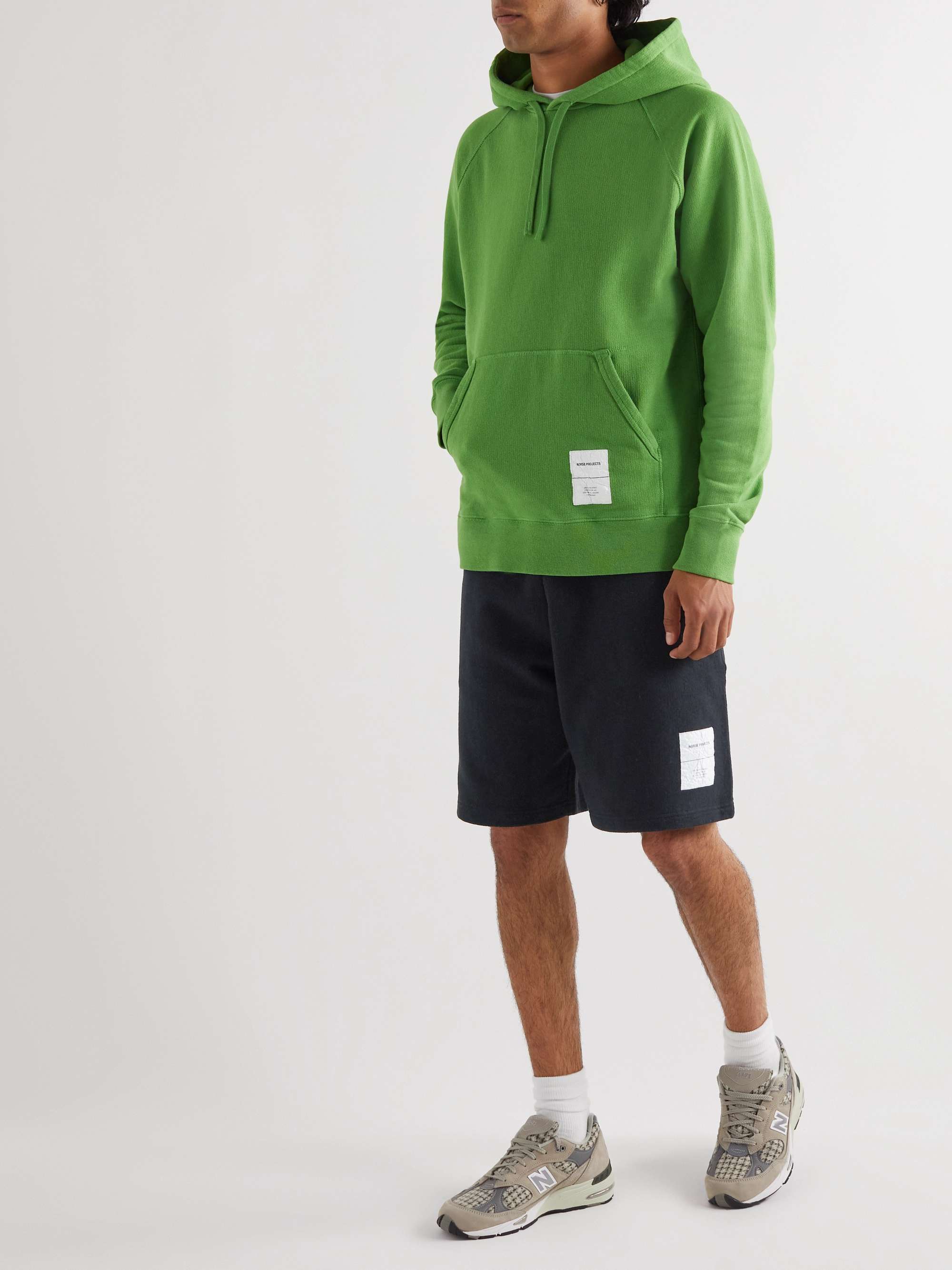 NORSE PROJECTS Vanya Straight-Leg Logo-Appliquéd Organic Cotton-Jersey Shorts