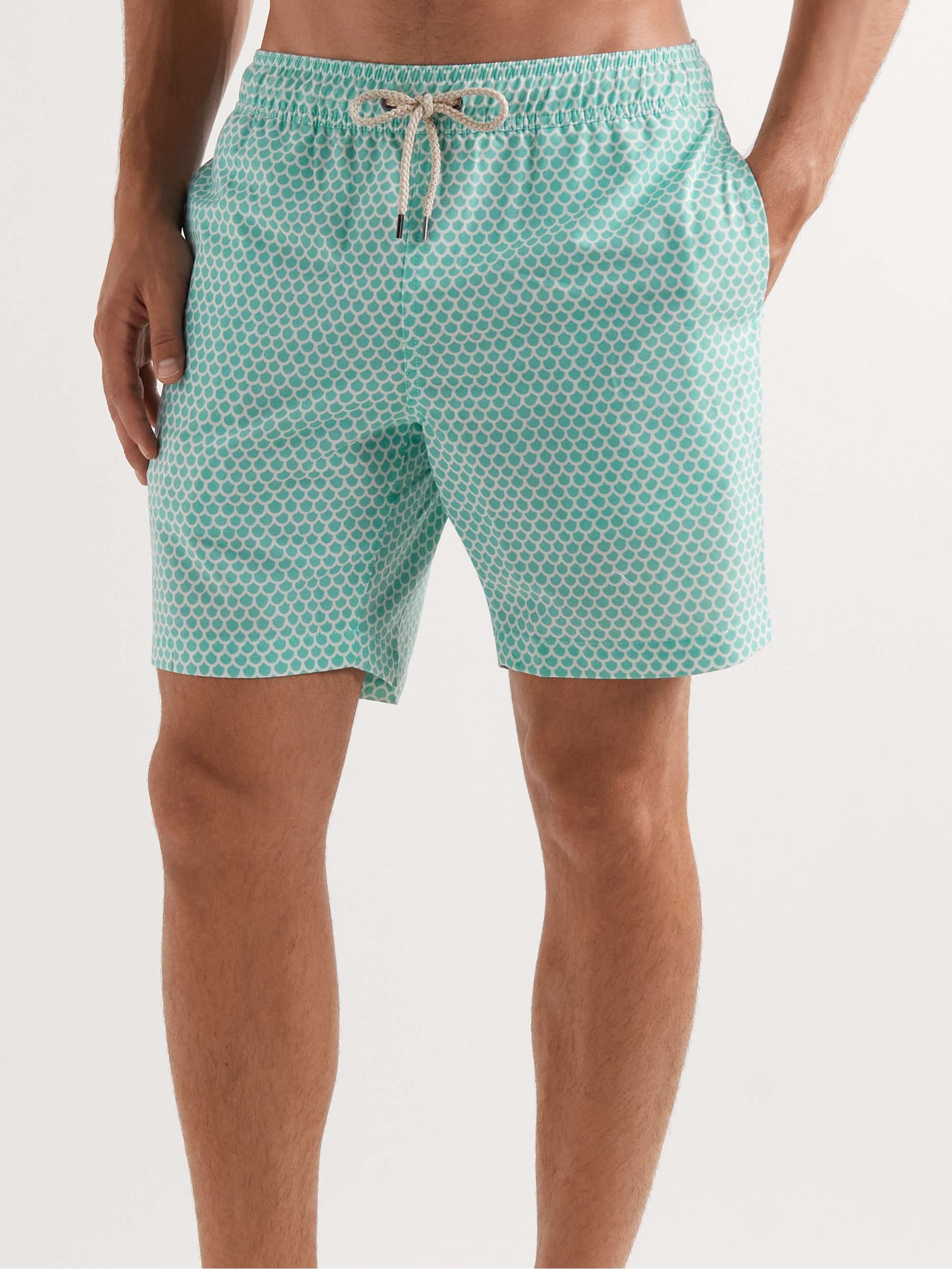FAHERTY Beacon Slim-Fit Long-Length Printed Recycled Swim Shorts