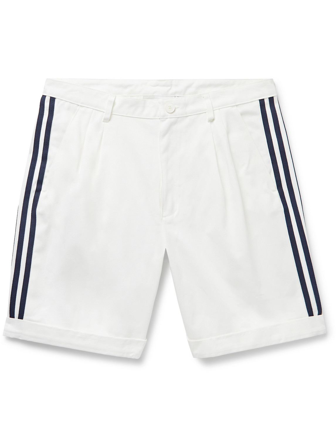 Adidas Consortium Noah Striped Cotton-twill Shorts In White