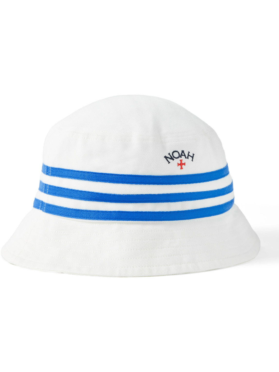 Adidas Consortium Noah Striped Embroidered Cotton-piqué Bucket Hat In White