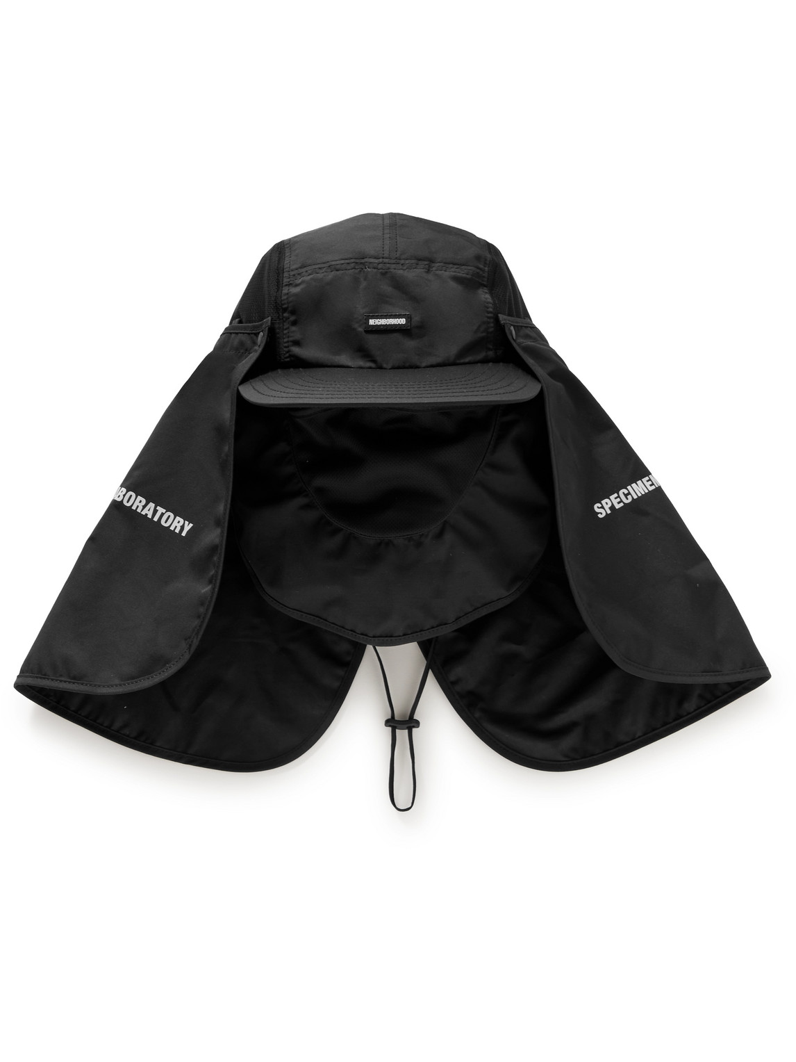 Neighborhood Duster Convertible Printed Coolmax Mesh-trimmed Shell Cap And Mask In Black