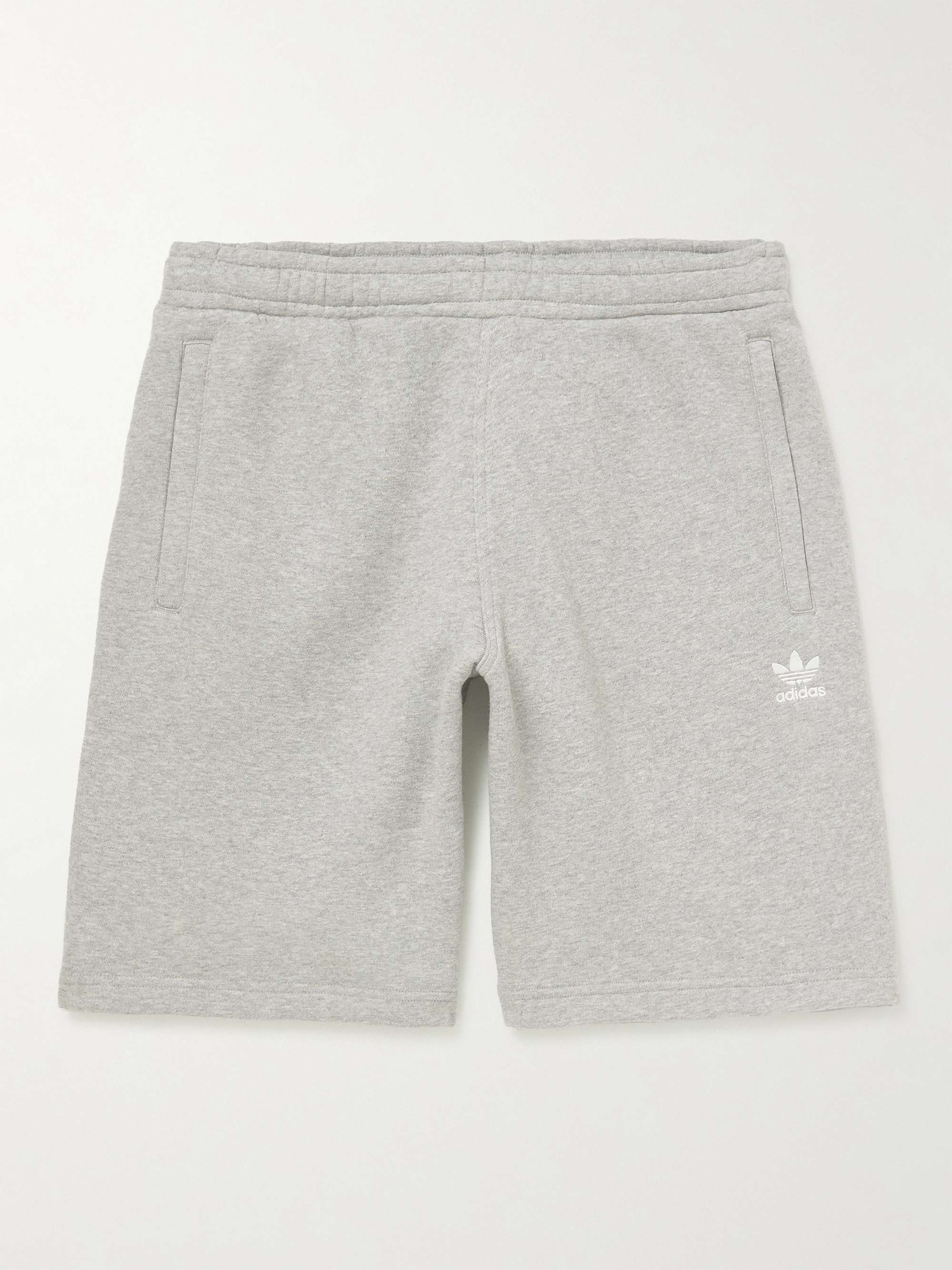 ADIDAS ORIGINALS Straight-Leg Logo-Embroidered Cotton-Blend Jersey Shorts