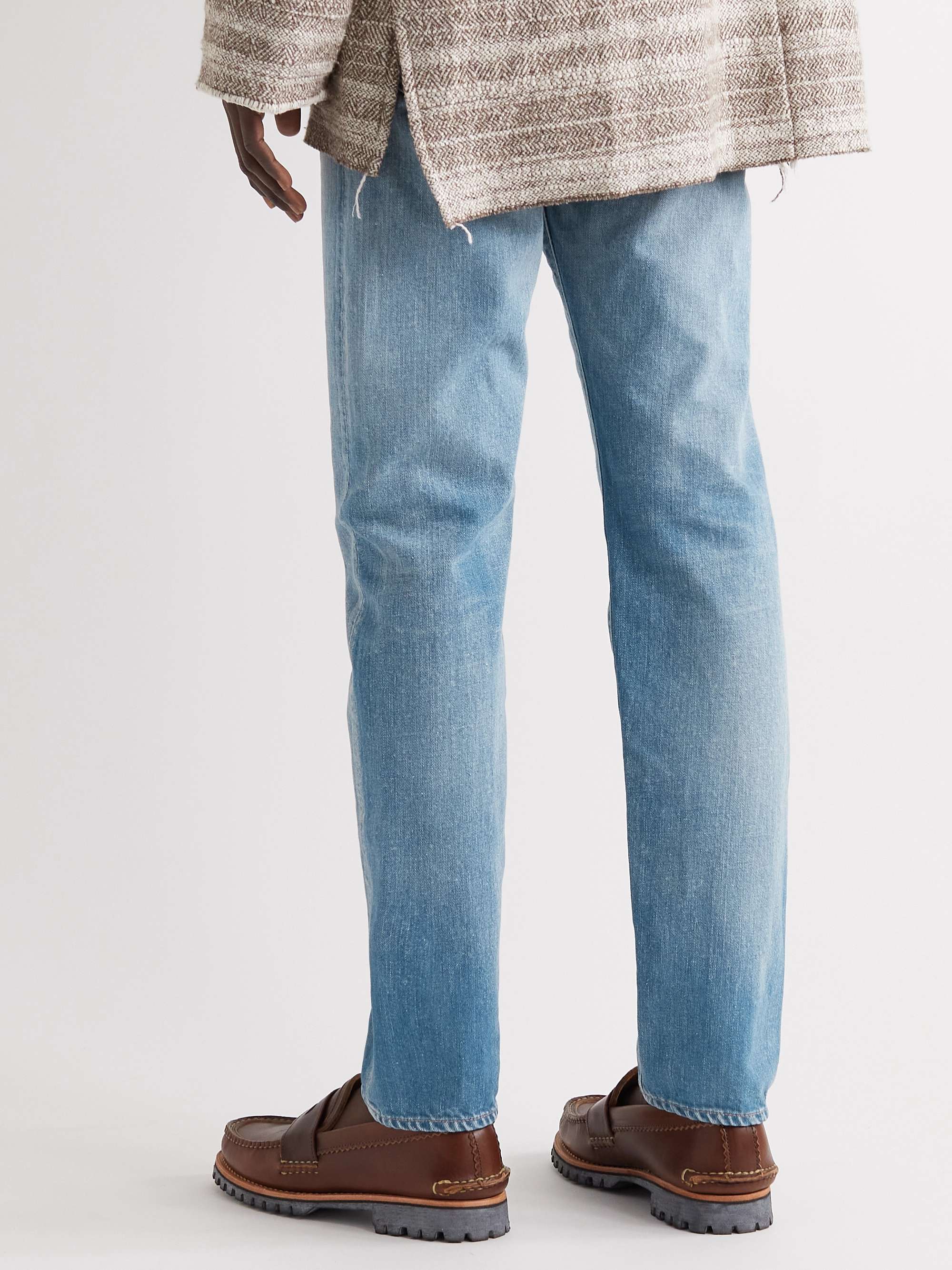 COTTLE Slim-Fit Distressed Selvedge Jeans