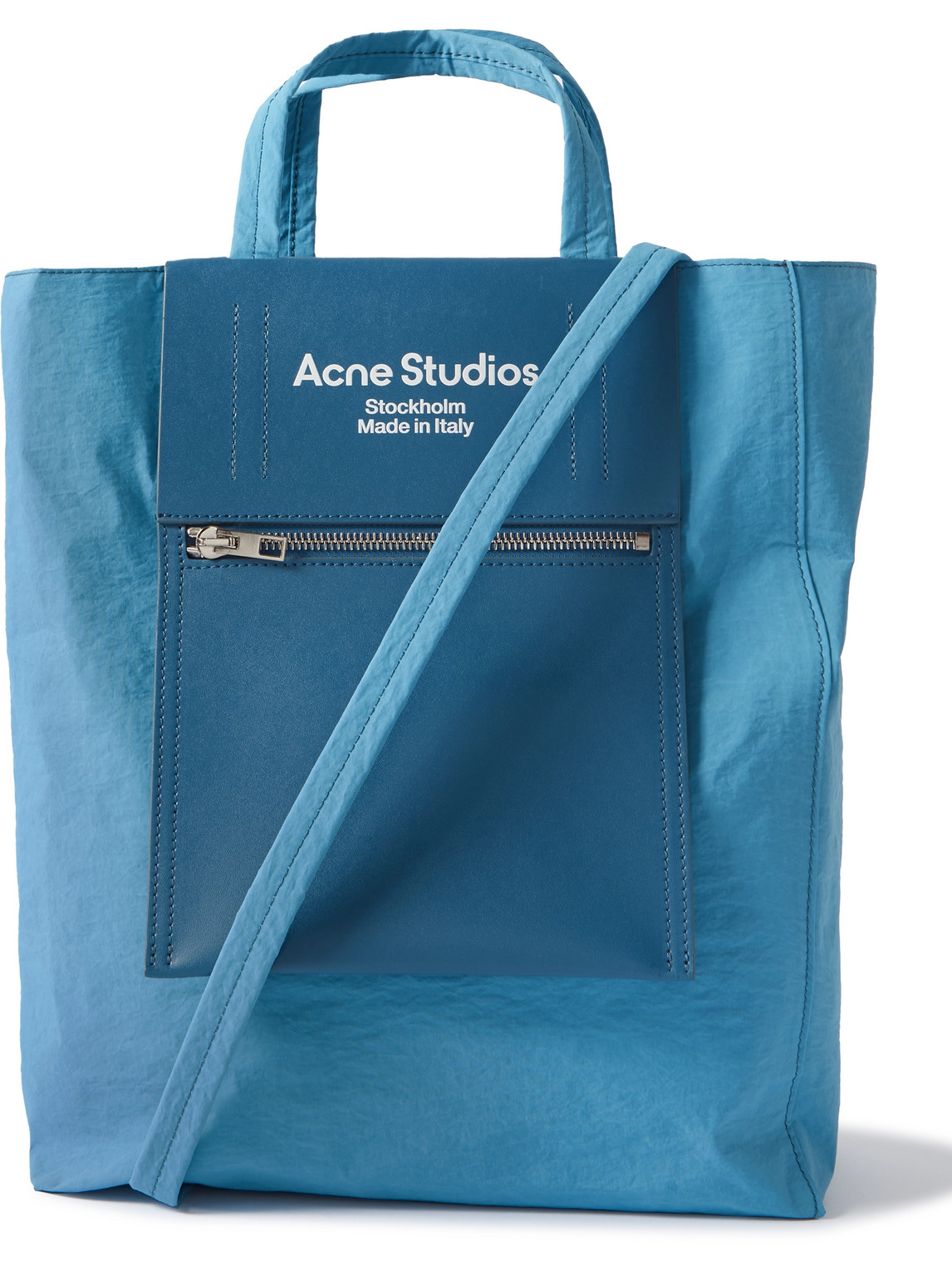 Shell And Printed Leather Tote Bag In Blue