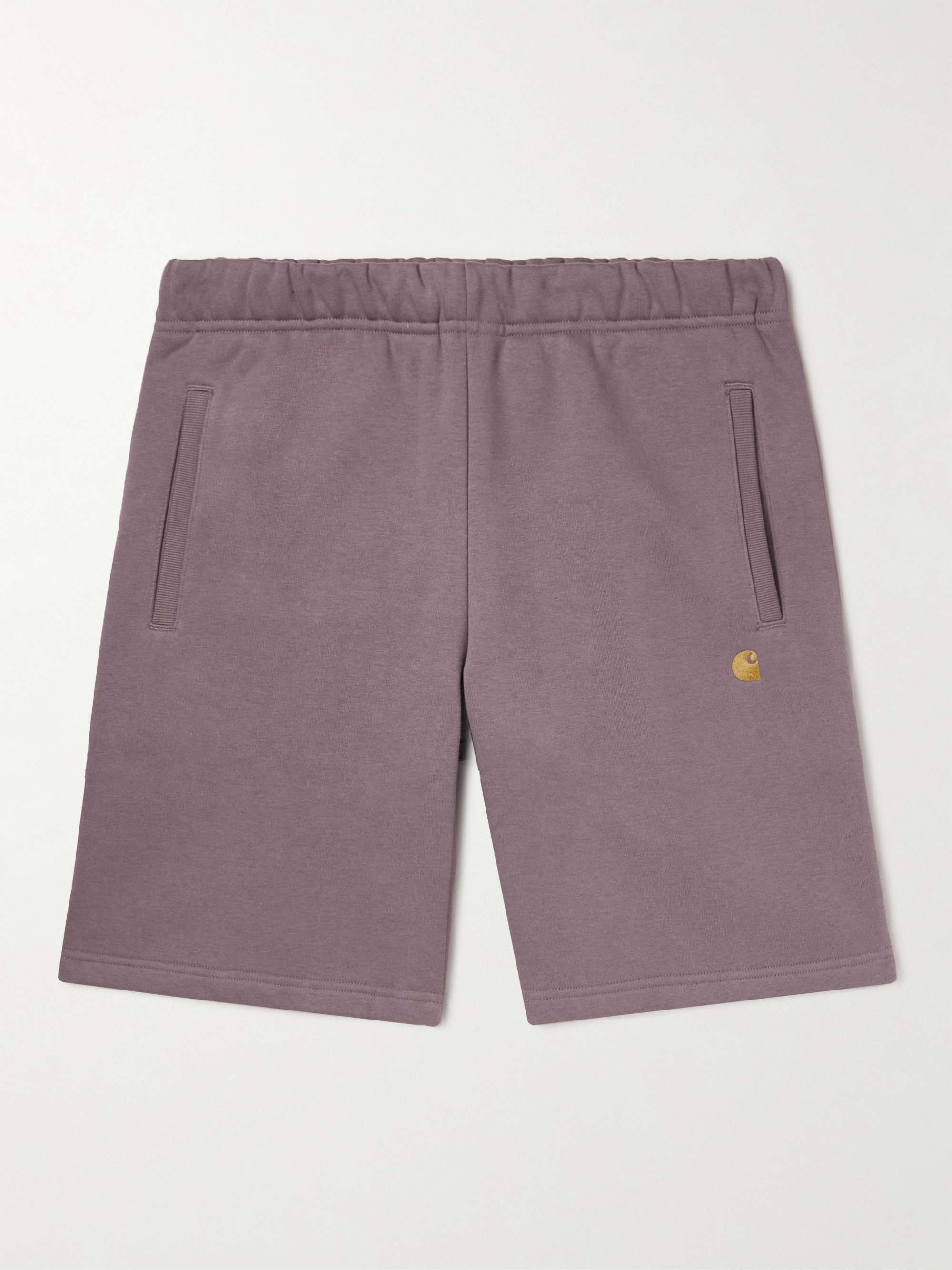 CARHARTT WIP Chase Straight-Leg Logo-Embroidered Cotton-Blend Jersey Shorts
