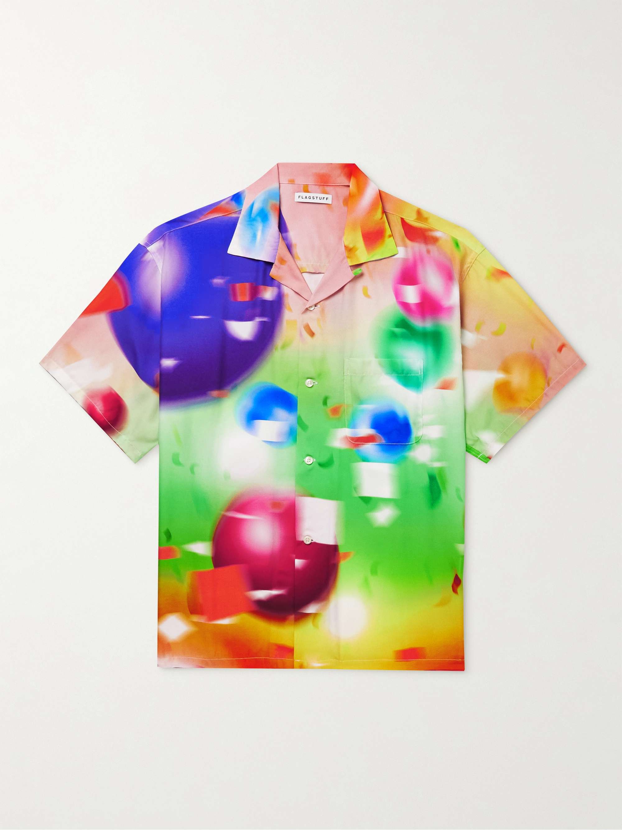 FLAGSTUFF Convertible-Collar Printed Voile Shirt