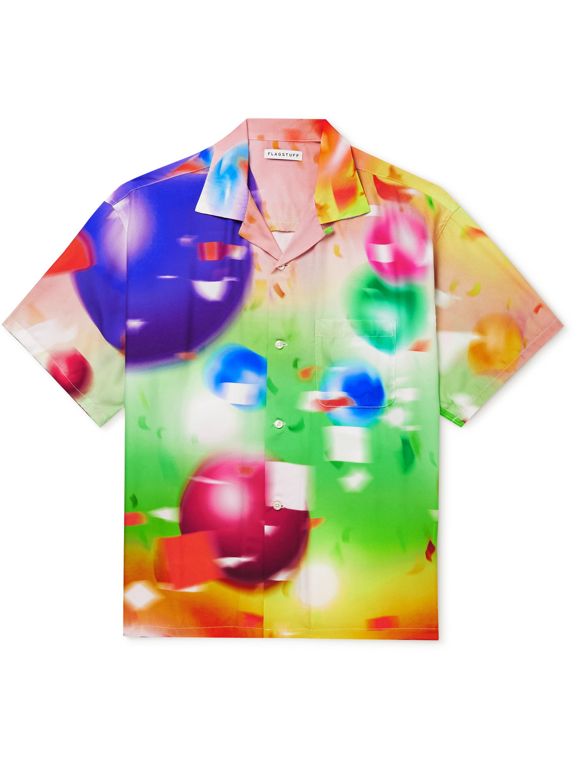 Flagstuff Convertible-Collar Printed Voile Shirt