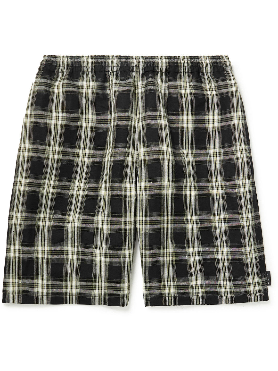 Flagstuff Wide-Leg Checked Linen-Blend Shorts