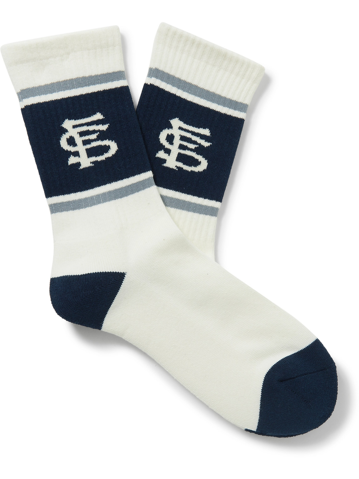 Flagstuff Logo-Intarsia Cotton-Blend Socks