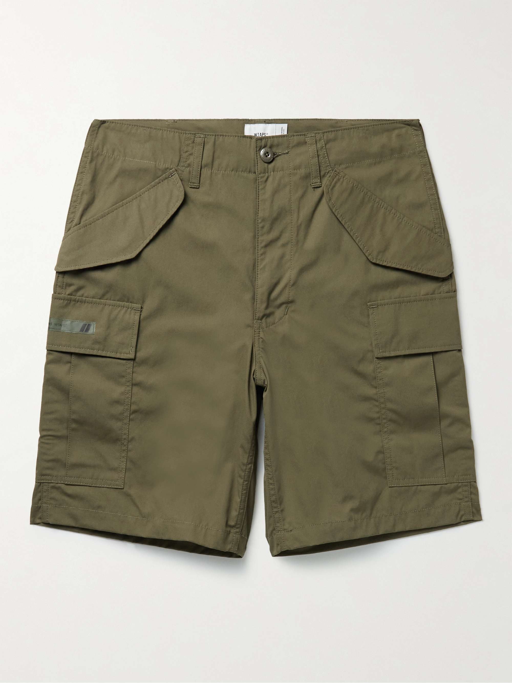 WTAPS Straight-Leg Logo-Appliquéd Cotton-Blend Cargo Shorts