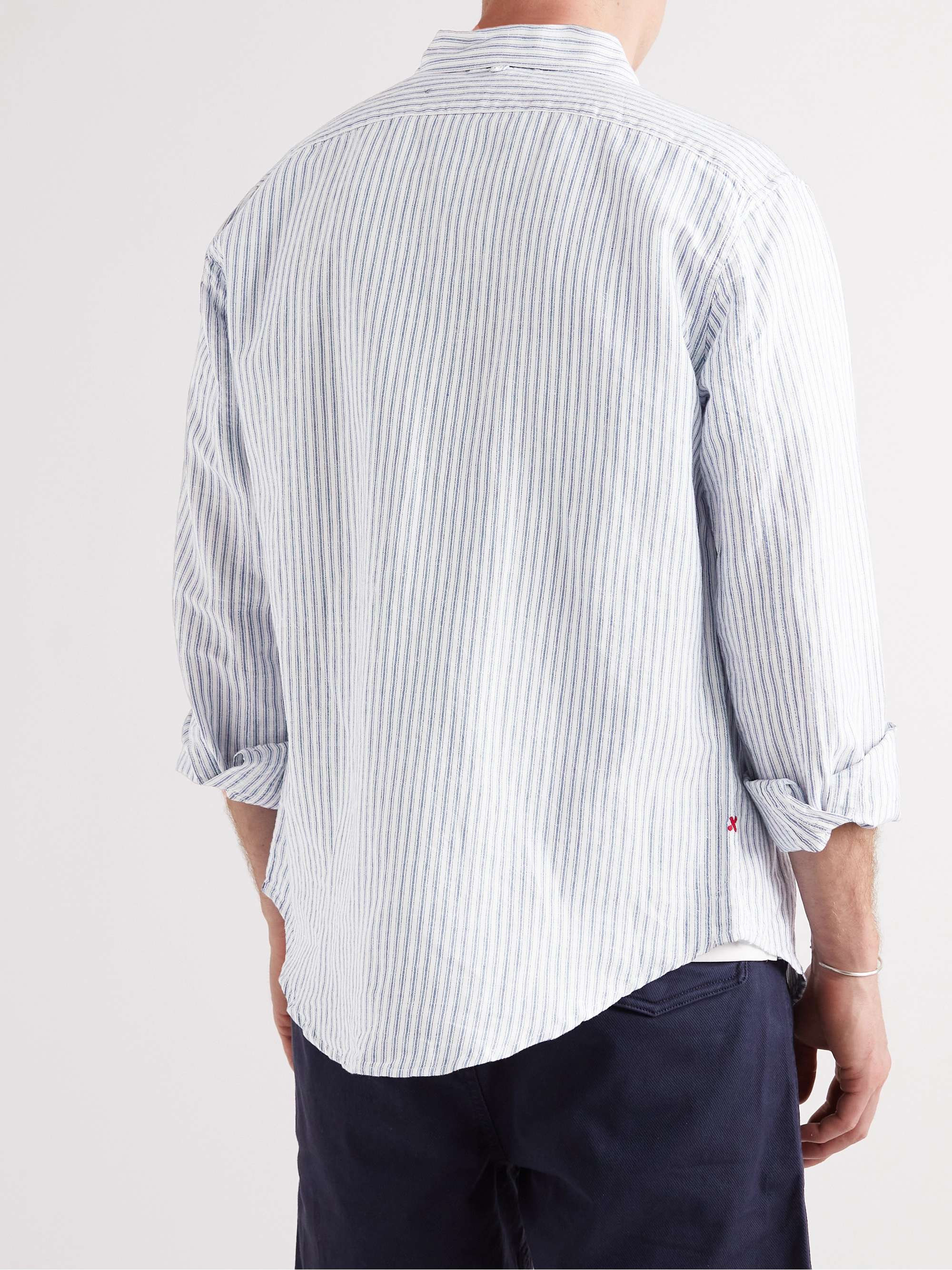 ALEX MILL Mill Button-Down Collar Striped Linen and Cotton-Blend Shirt