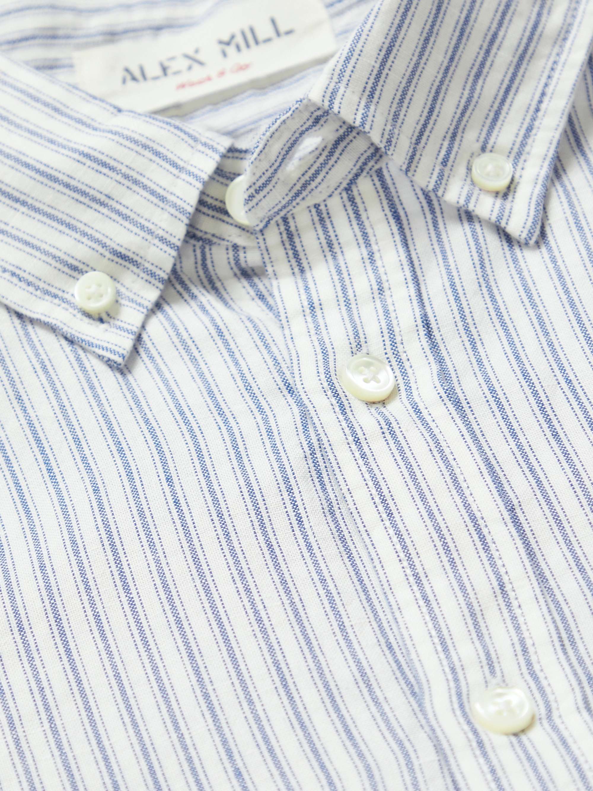 ALEX MILL Mill Button-Down Collar Striped Linen and Cotton-Blend Shirt
