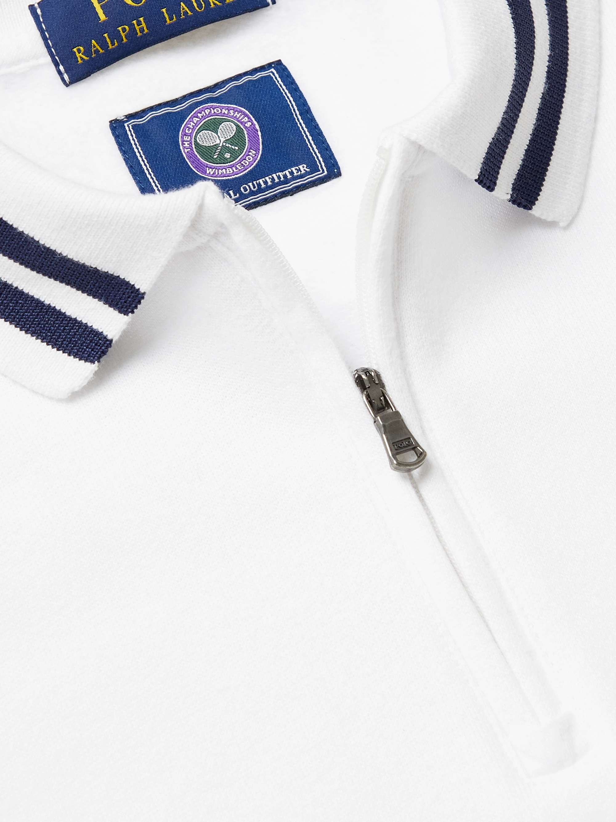 POLO RALPH LAUREN Wimbledon Logo-Embroidered Cotton-Blend Jersey Half-Zip Sweatshirt