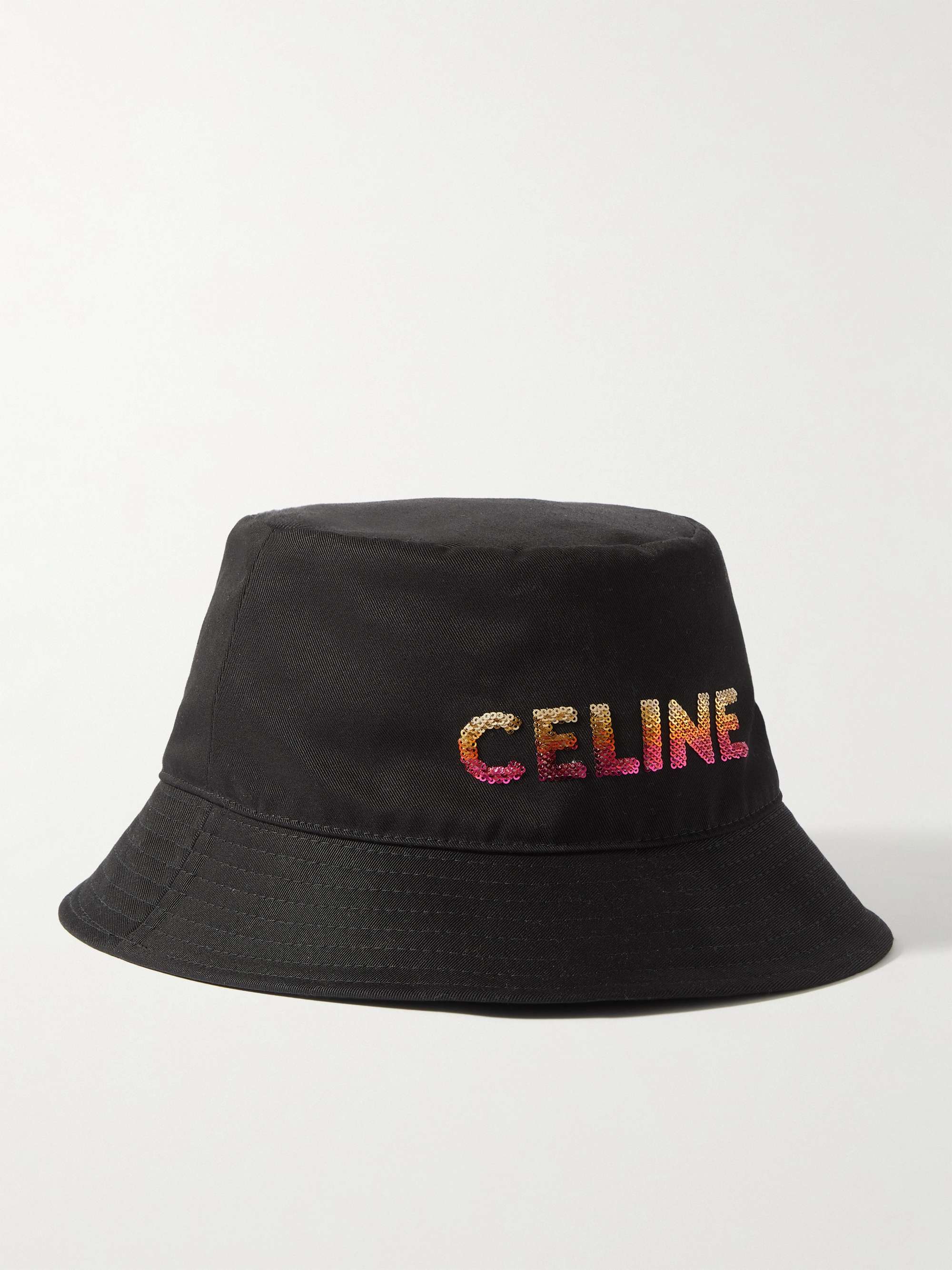 CELINE HOMME Bob Sequin-Embellished Cotton-Twill Bucket Hat