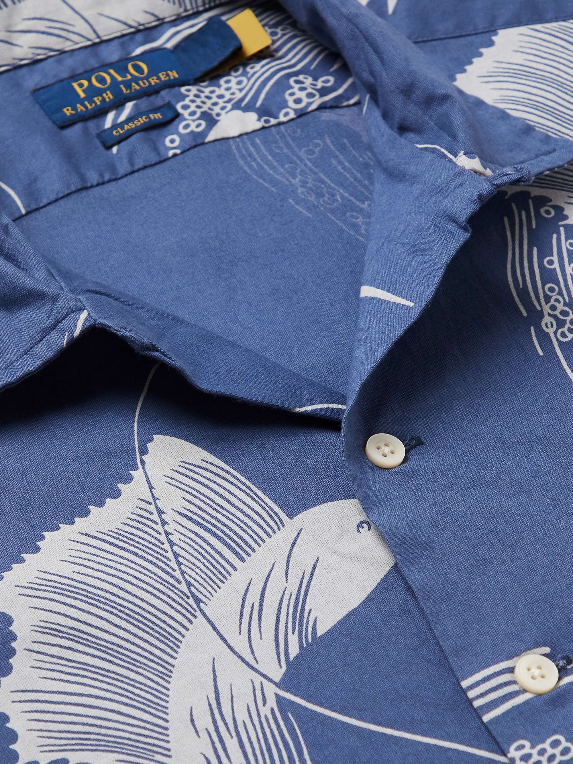 POLO RALPH LAUREN Classic Collar Logo-Embroidered Sailfish-Printed Cotton-Poplin Shirt