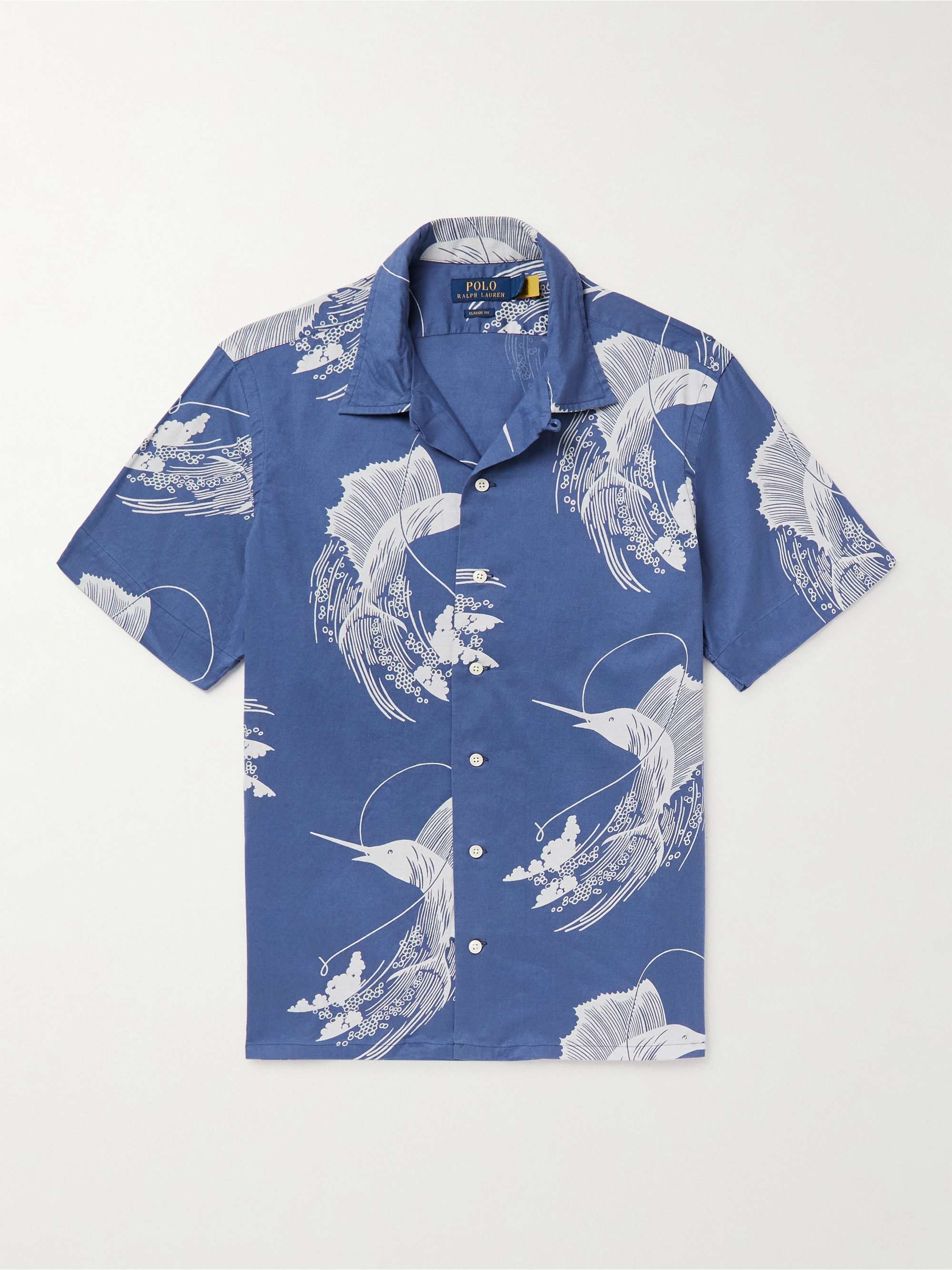 POLO RALPH LAUREN Classic Collar Logo-Embroidered Sailfish-Printed Cotton-Poplin Shirt