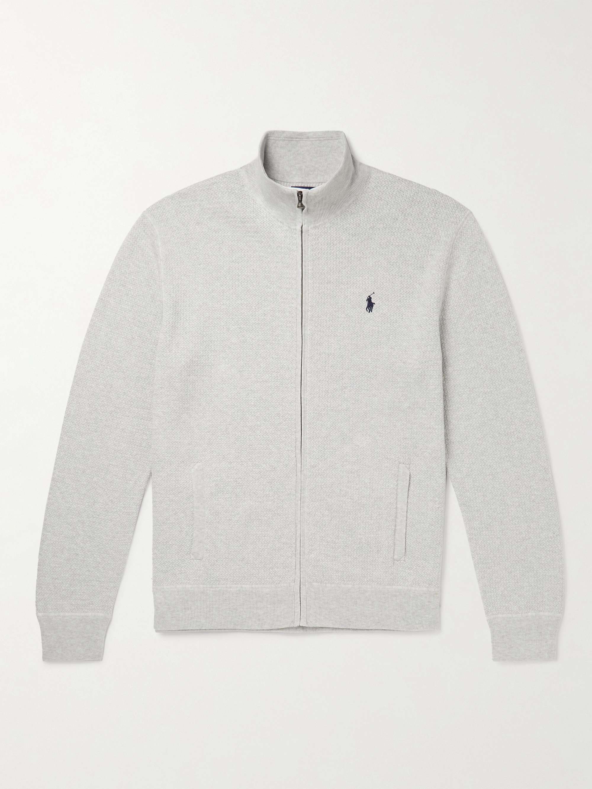 POLO RALPH LAUREN Logo-Embroidered Cotton Zip-Up Sweater