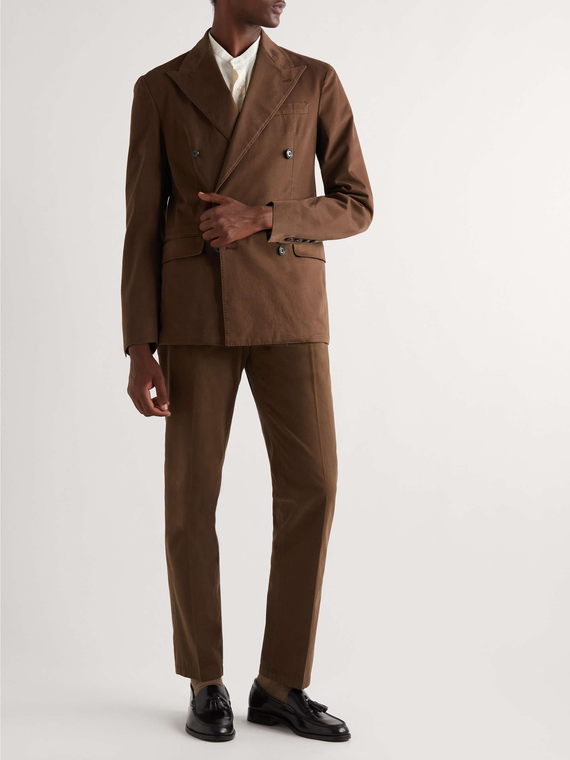 POLO RALPH LAUREN Straight-Leg Pleated Cotton-Blend Twill Suit Trousers
