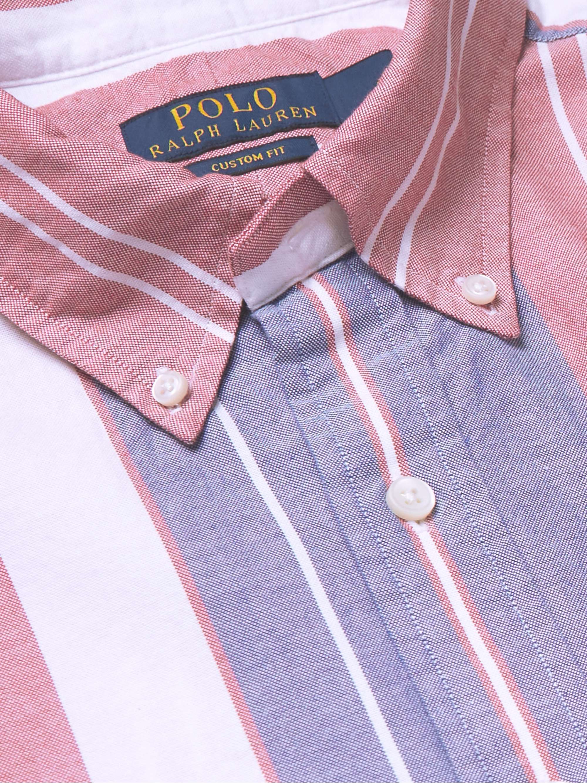 POLO RALPH LAUREN Button-Down Collar Logo-Embroidered Striped Cotton Oxford Shirt